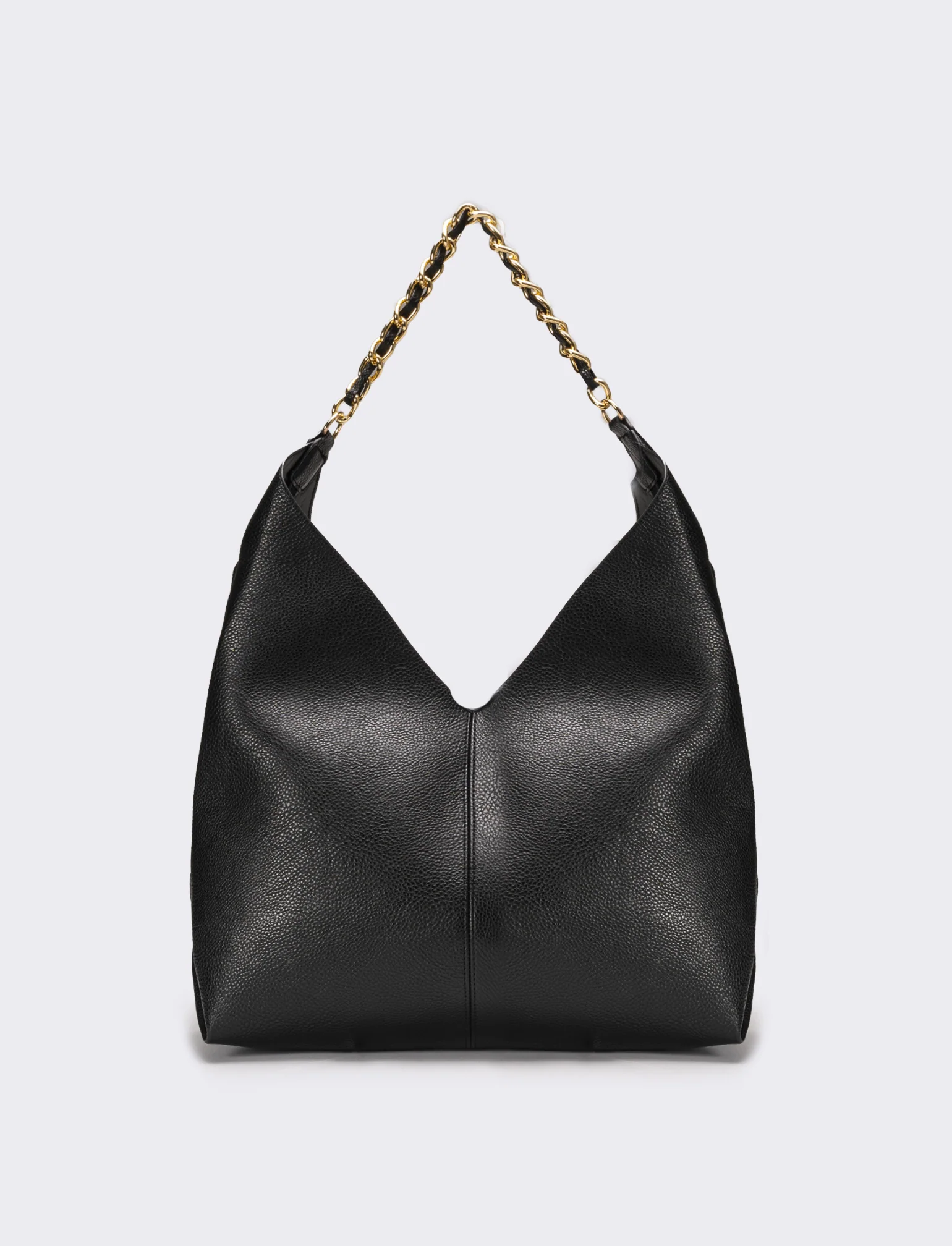 Borsa donna a sacca con catena - Nero
