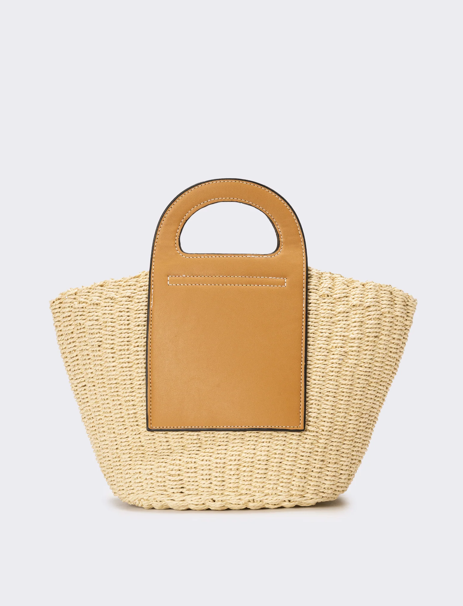 Borsa donna cesto con manici a maniglia - Bianco natural - Image 2