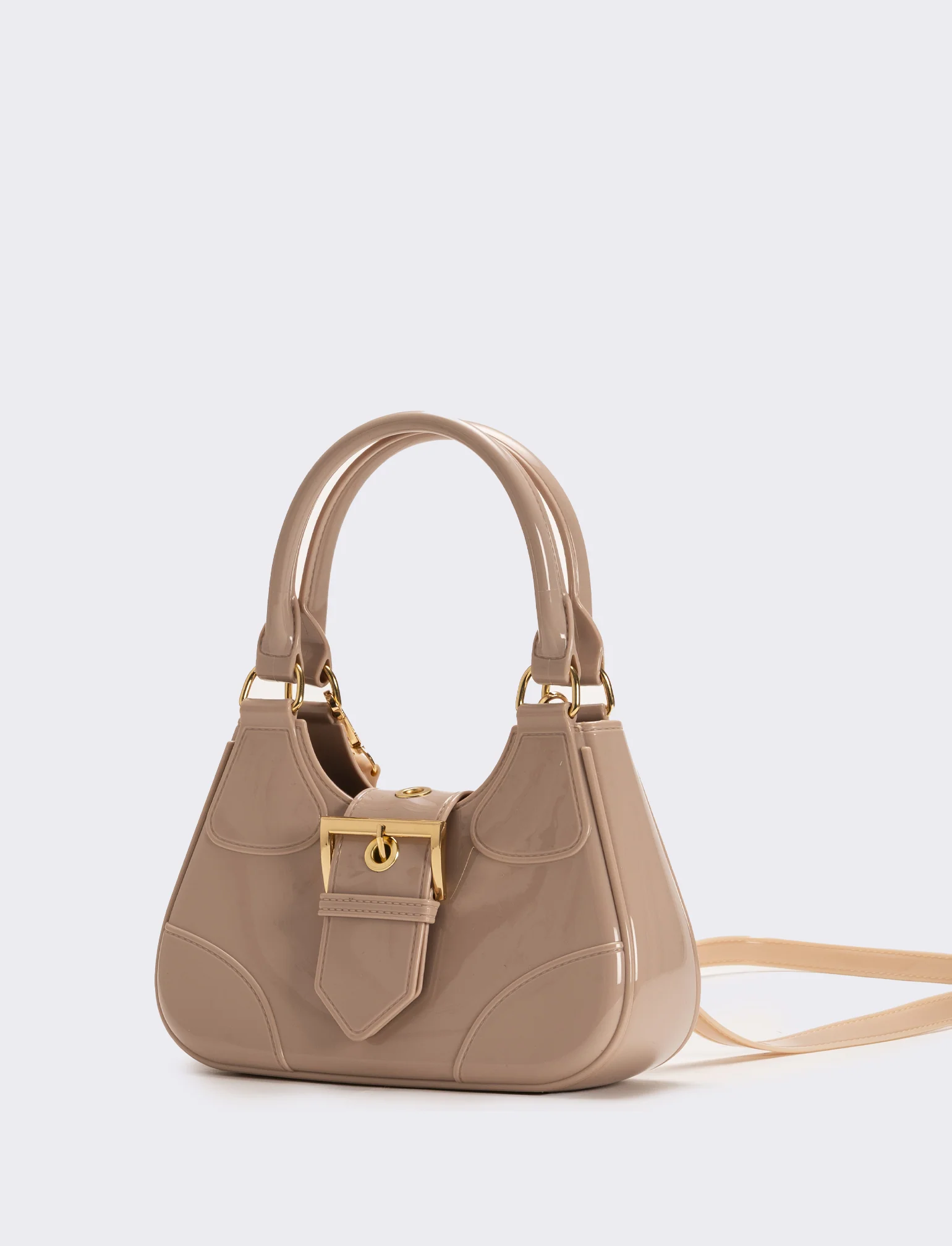 Borsa donna gommata con fibbia e tracolla - Rosa - Image 2