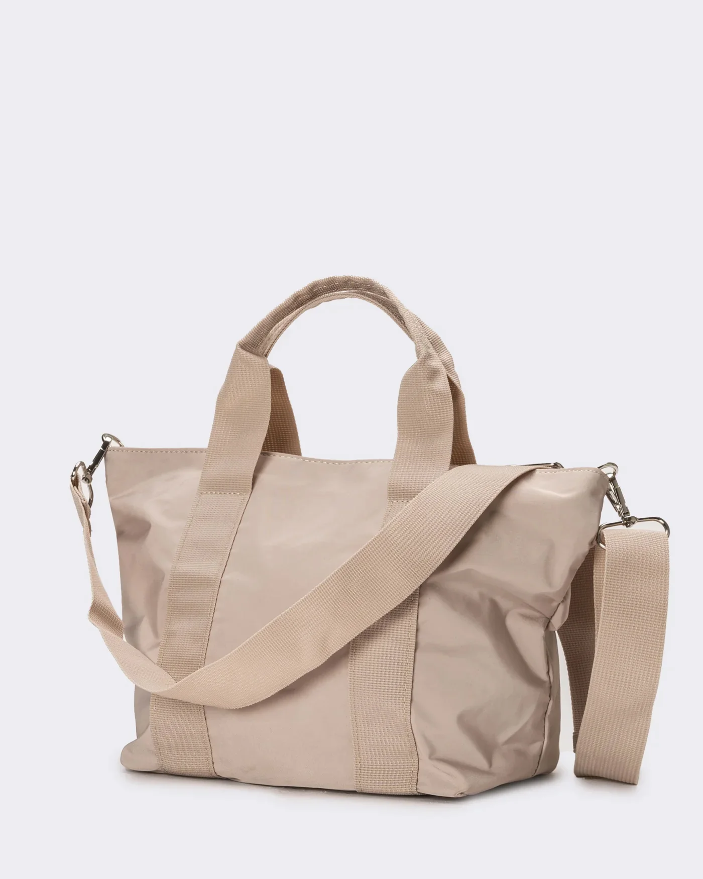 Borsa donna grande in nylon - Beige - Image 2