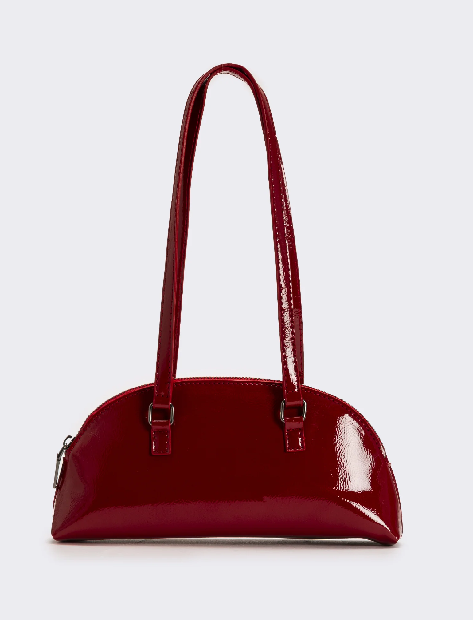 Borsa donna mezzaluna in vernice - Rosso - Image 2