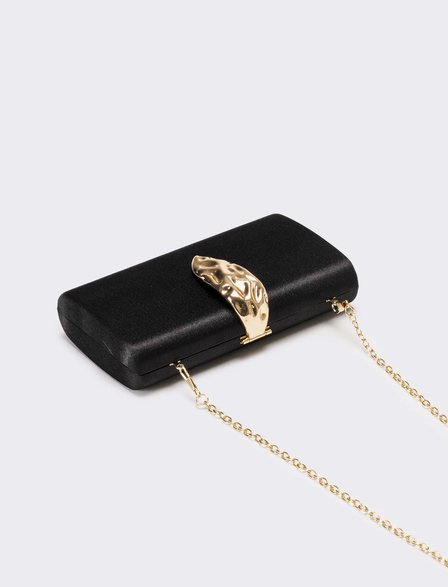 Borsa donna pochette in raso con accessorio - Nero - Image 2