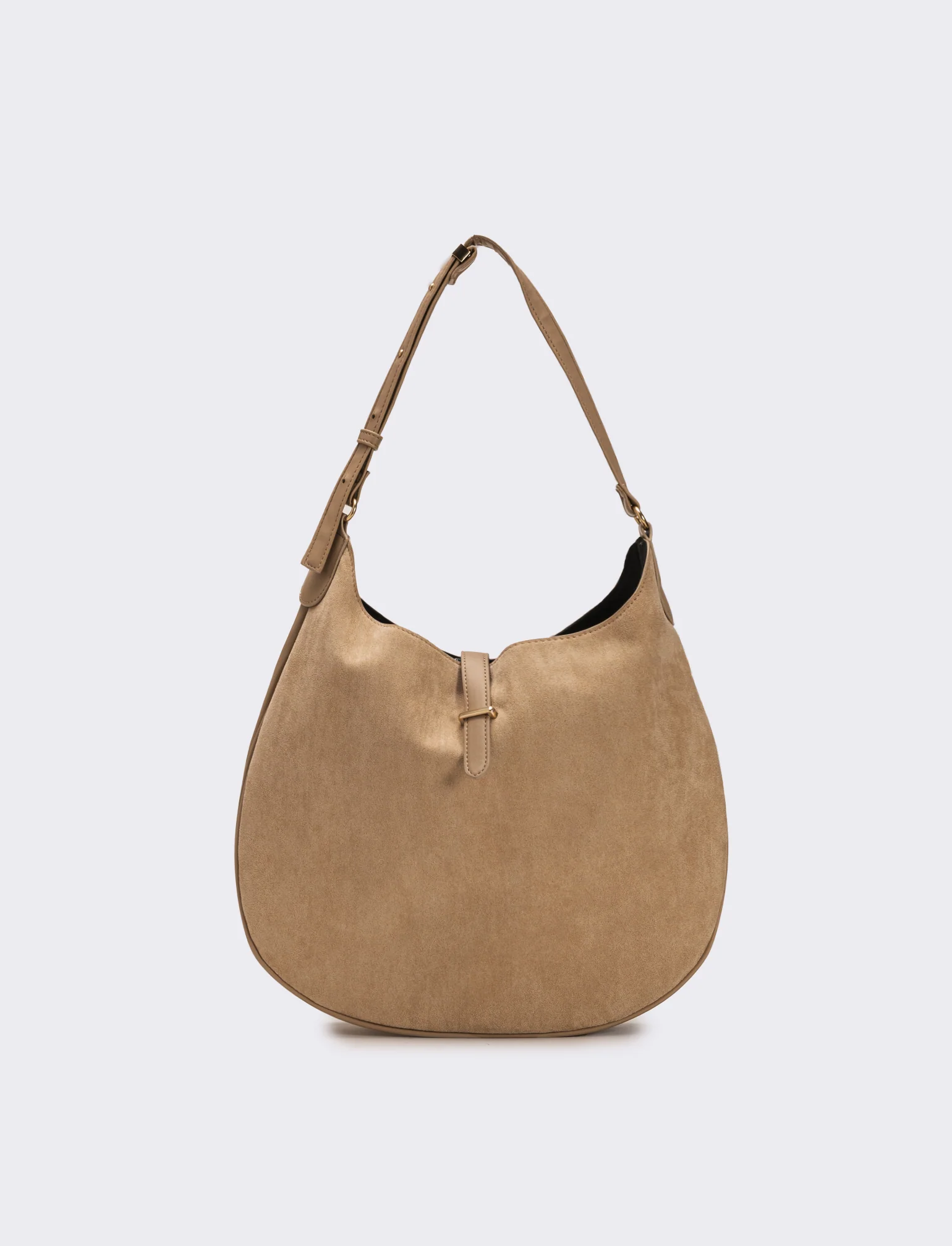 Borsa donna sacca mezzaluna in suede - Beige - Image 2