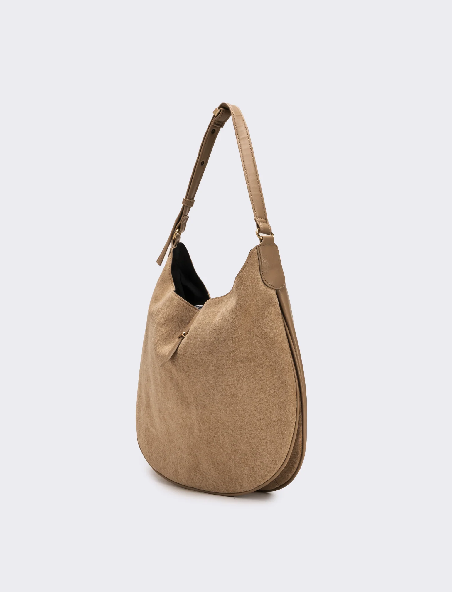 Borsa donna sacca mezzaluna in suede - Beige - Image 3