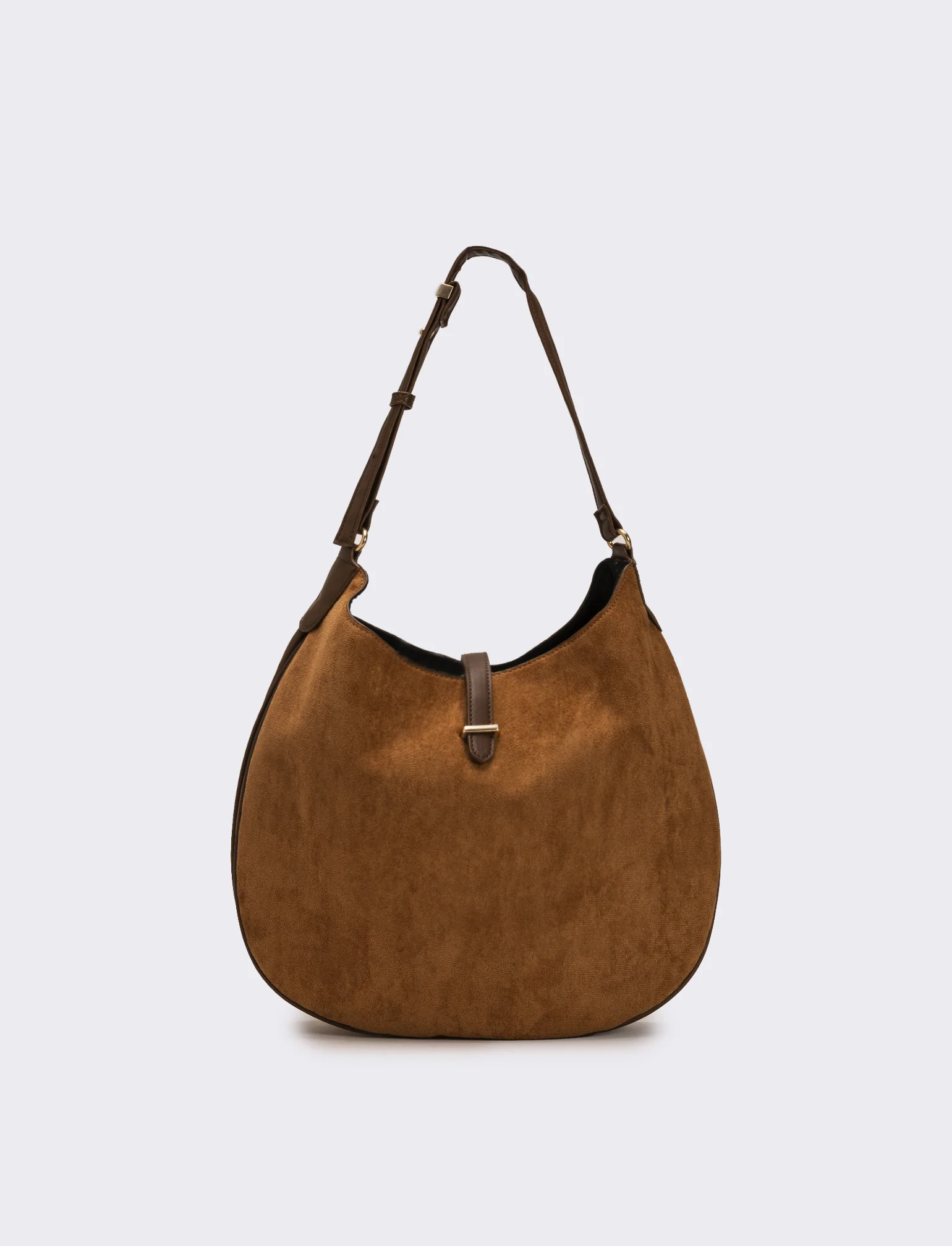 Borsa donna sacca mezzaluna in suede - Marrone - Image 2