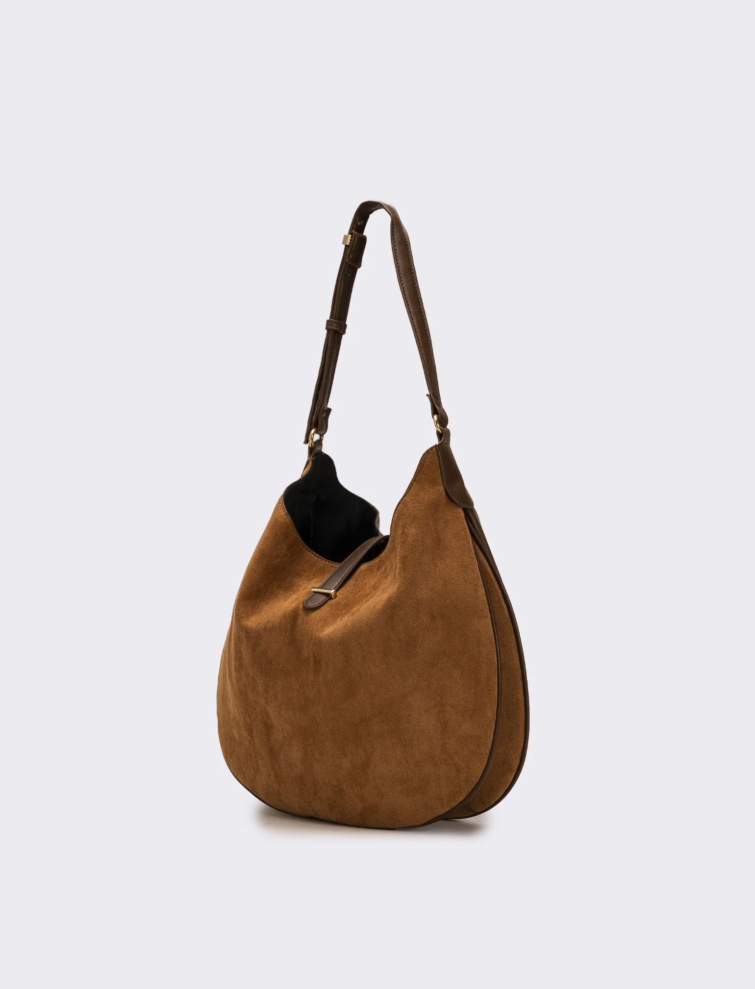 Borsa donna sacca mezzaluna in suede - Marrone - Image 3