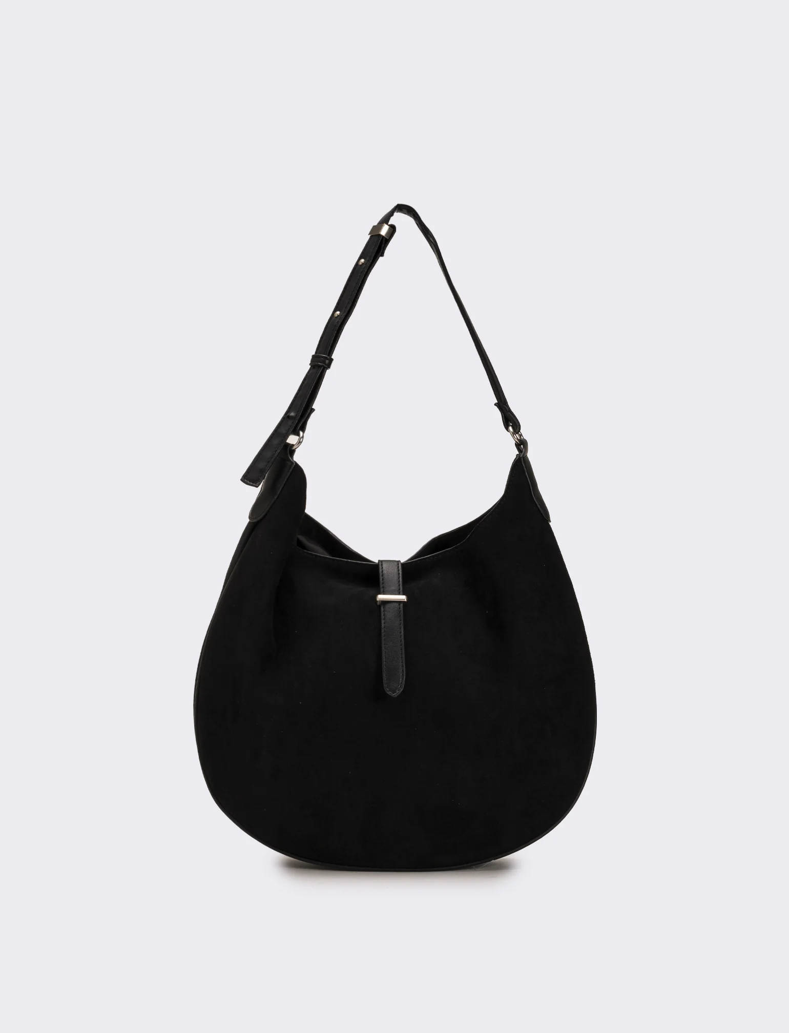 Borsa donna sacca mezzaluna in suede - Nero - Image 3