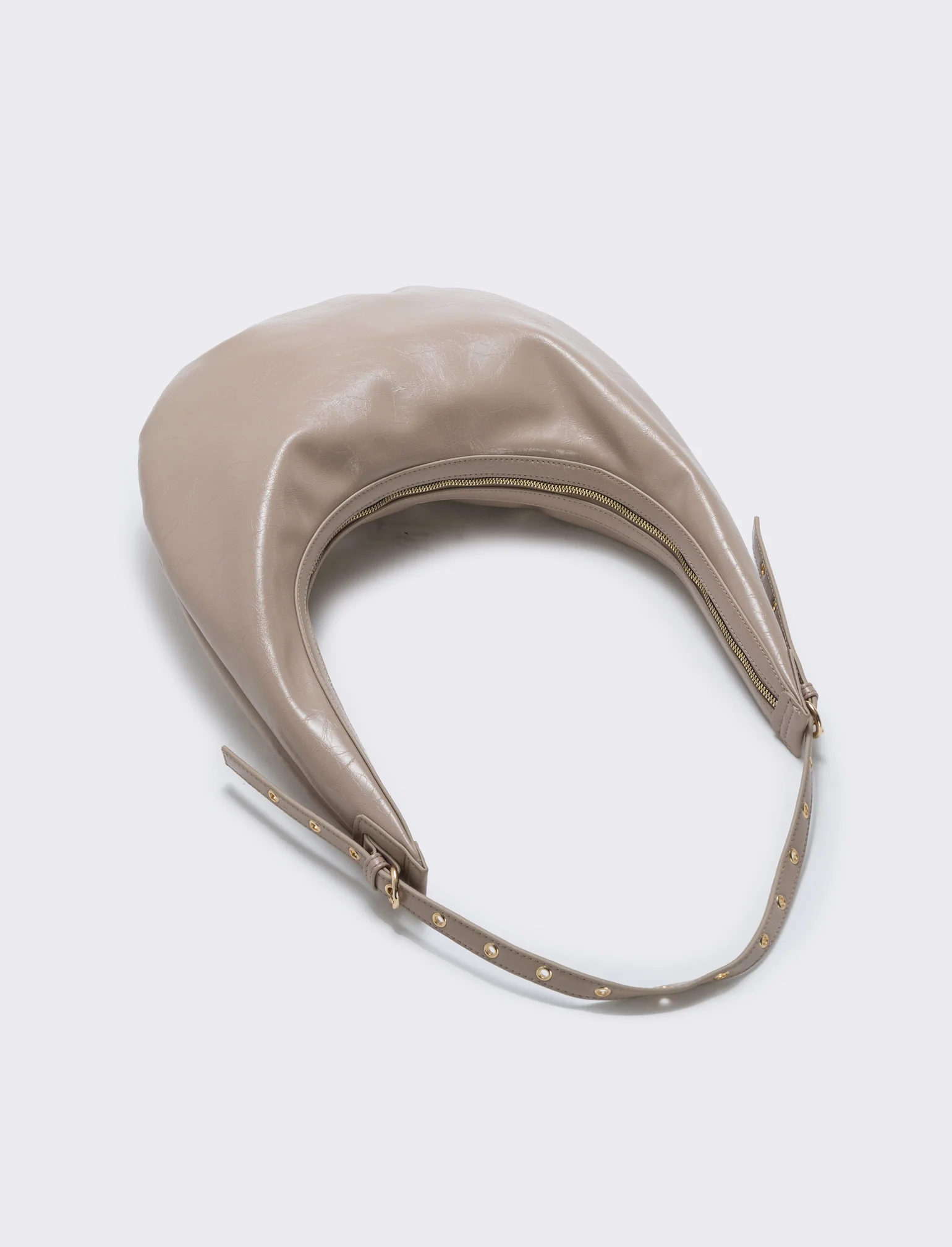 Borsa Hobo Vernice Lucida - Beige - Image 3