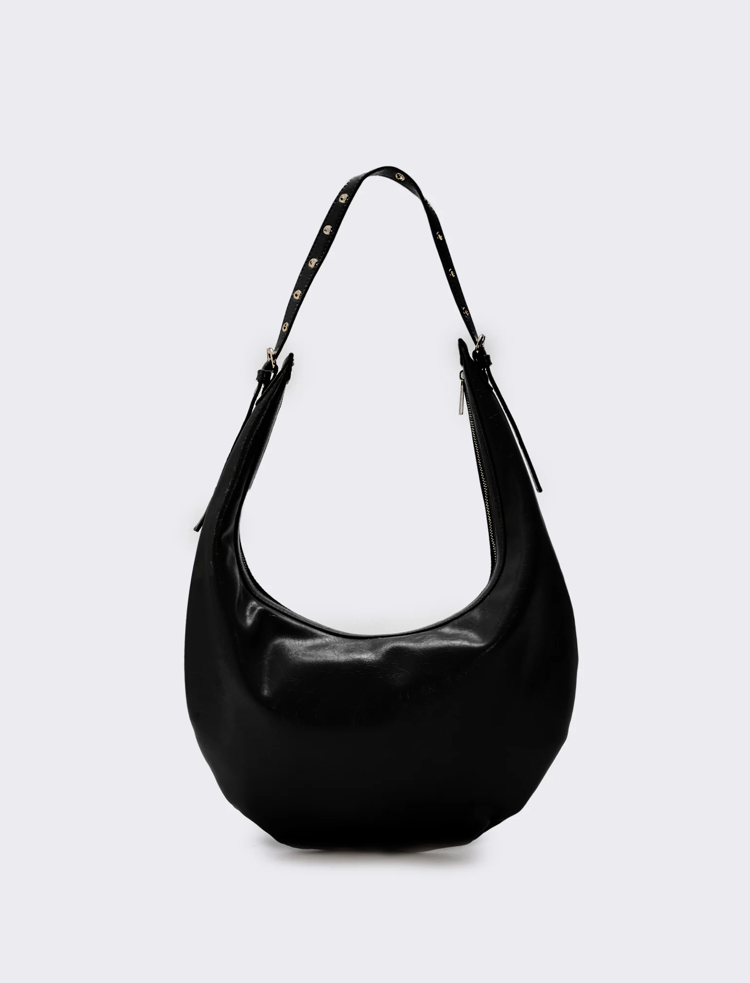 Borsa Hobo Vernice Lucida - Nero - Image 2