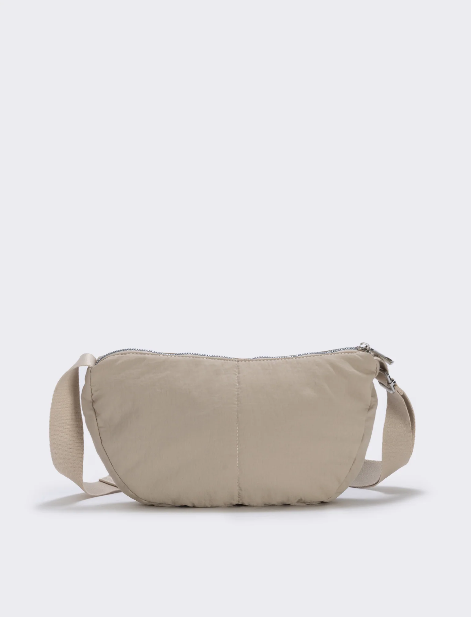Borsa mezzaluna in nylon con tracolla - Beige