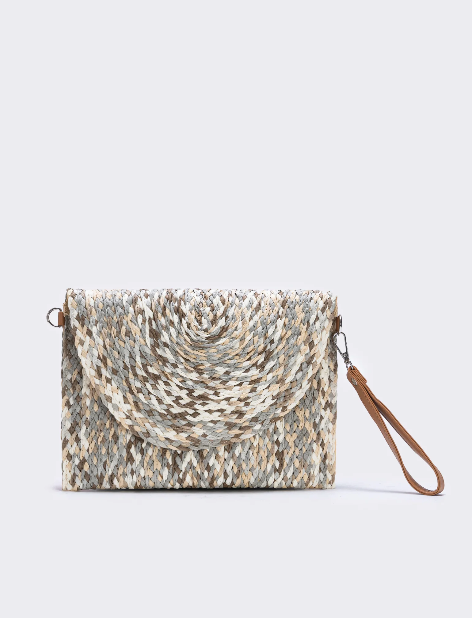 Borsa pochette in paglia intrecciata donne - Grigio