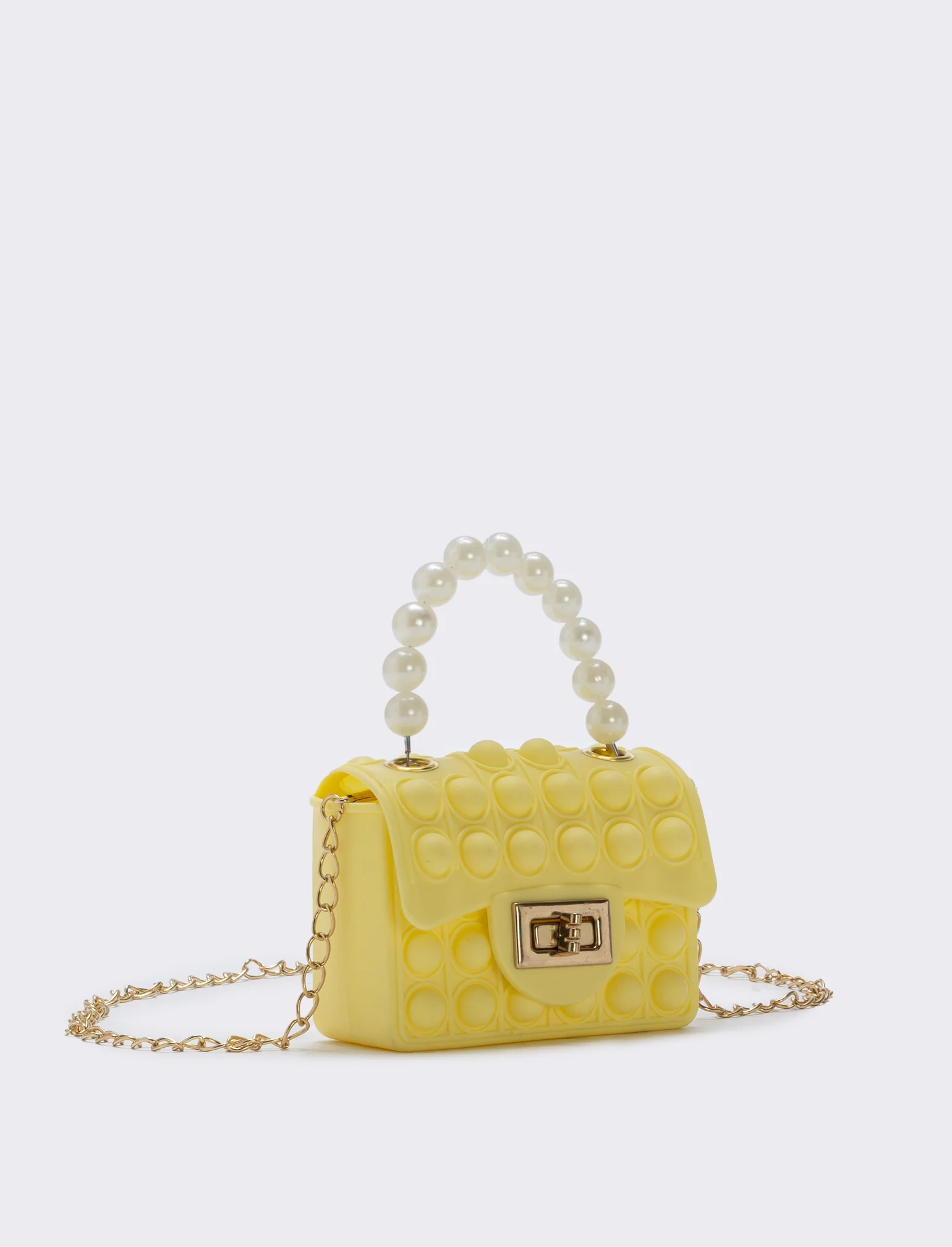 Borsa pop it con manico di perle - Giallo - Image 2