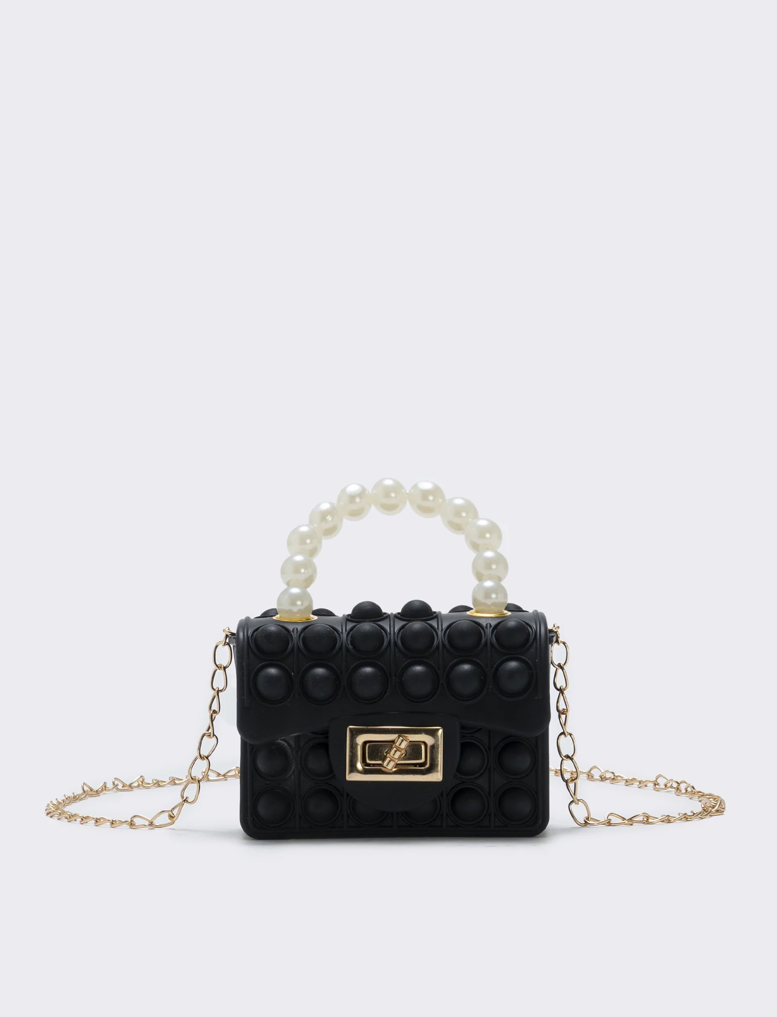 Borsa pop it con manico di perle - Nero