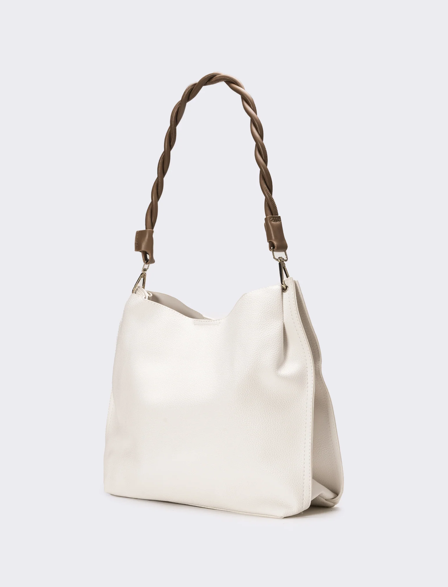 Borsa sacca con manico intrecciato - Bianco - Image 2