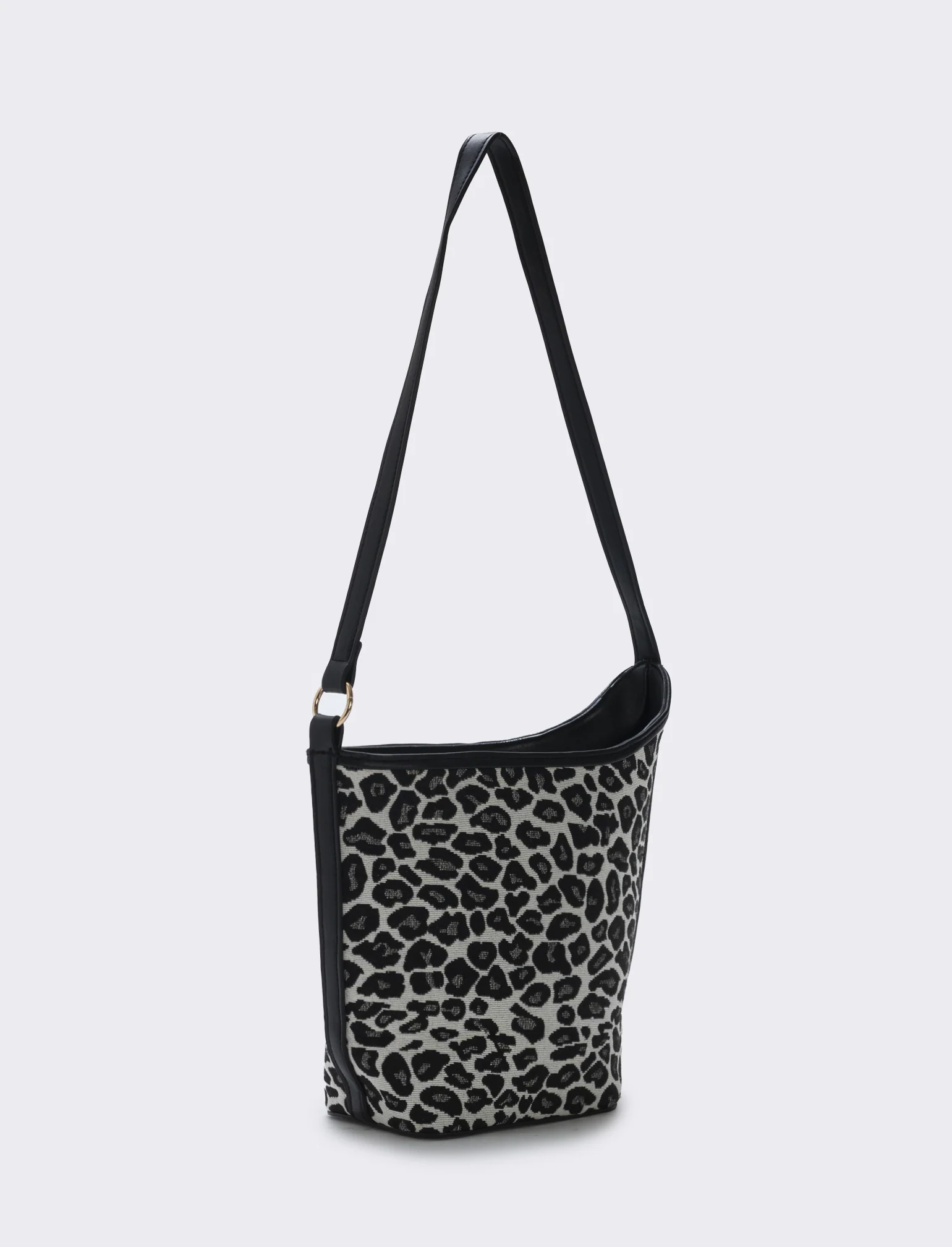 Borsa secchiello asimmetrico in tessuto - Nero - Image 2