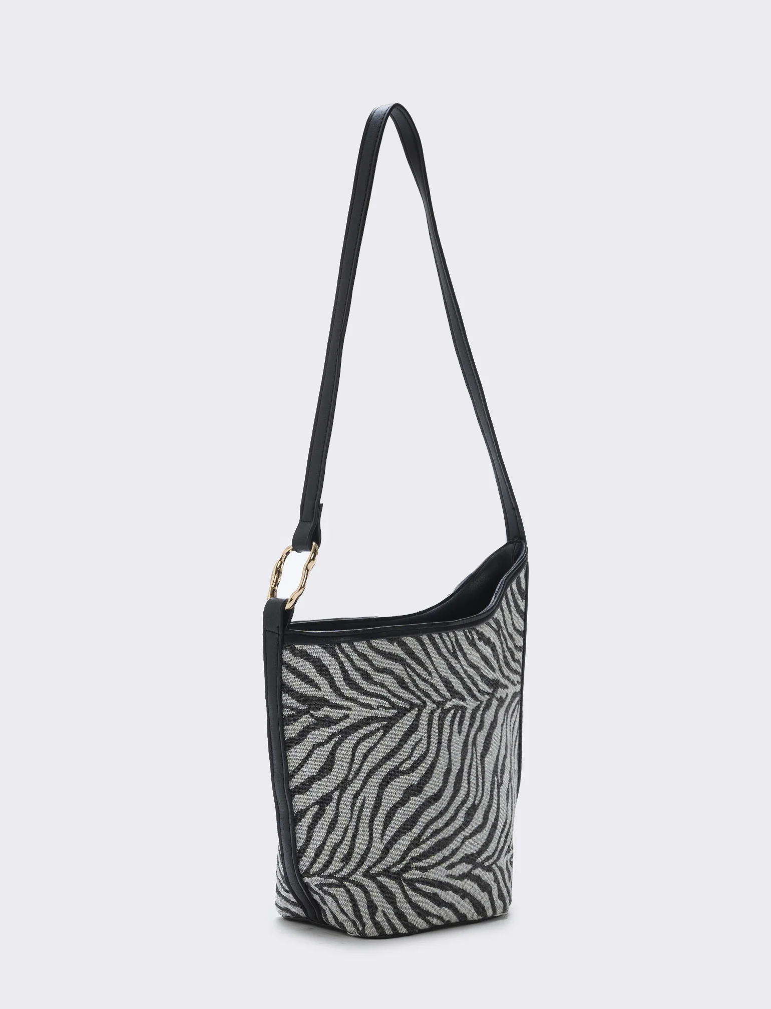 Borsa secchiello asimmetrico in tessuto - Zebrato - Image 2