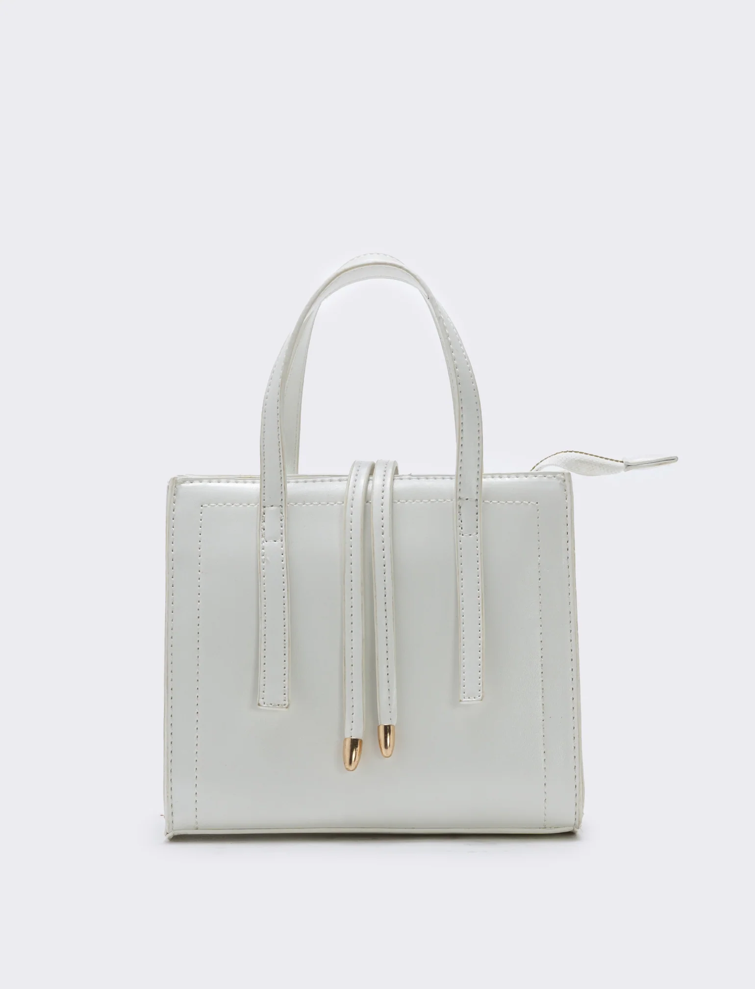 Borsa semirigida a mano con laccetti - Bianco