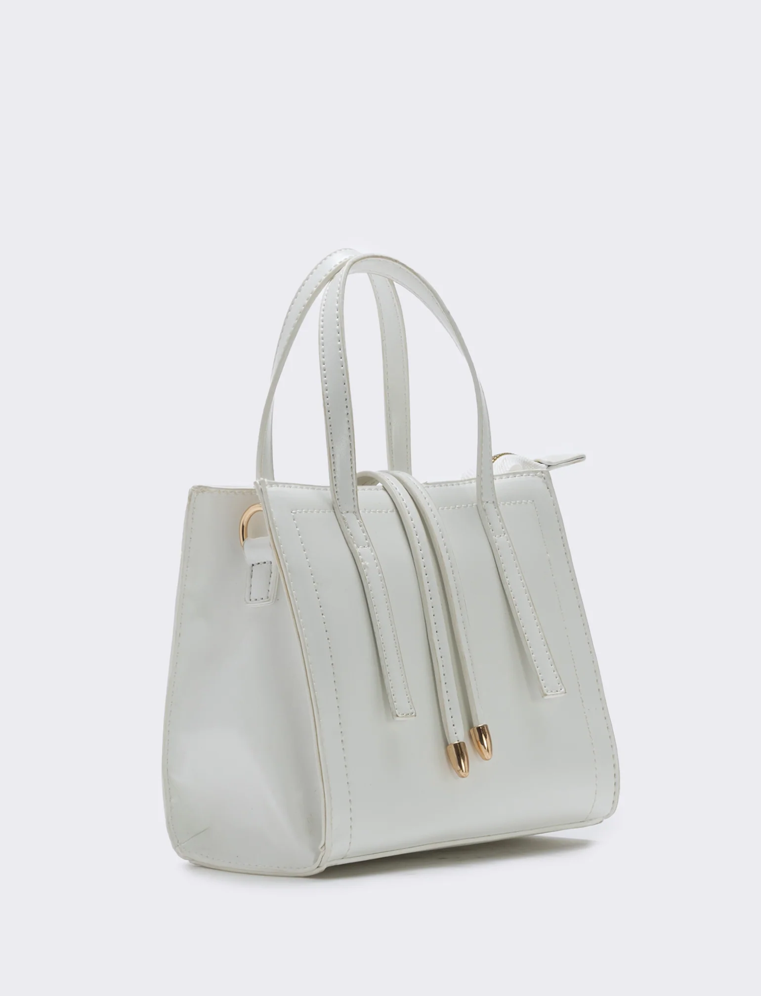 Borsa semirigida a mano con laccetti - Bianco - Image 3