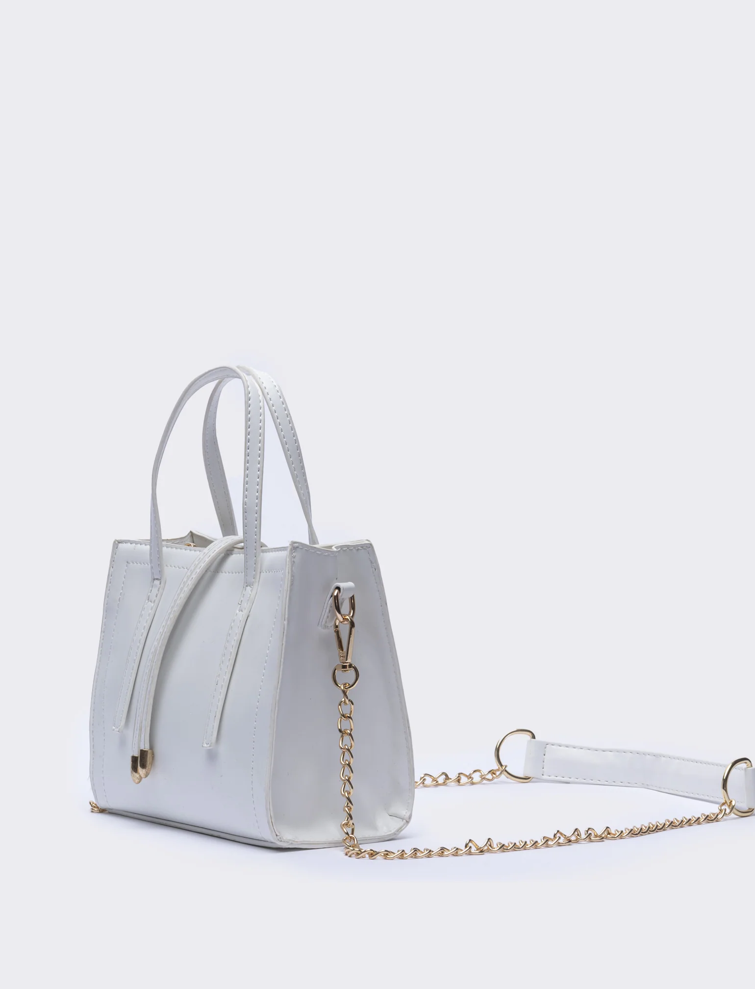 Borsa semirigida a mano con laccetti - Bianco - Image 2