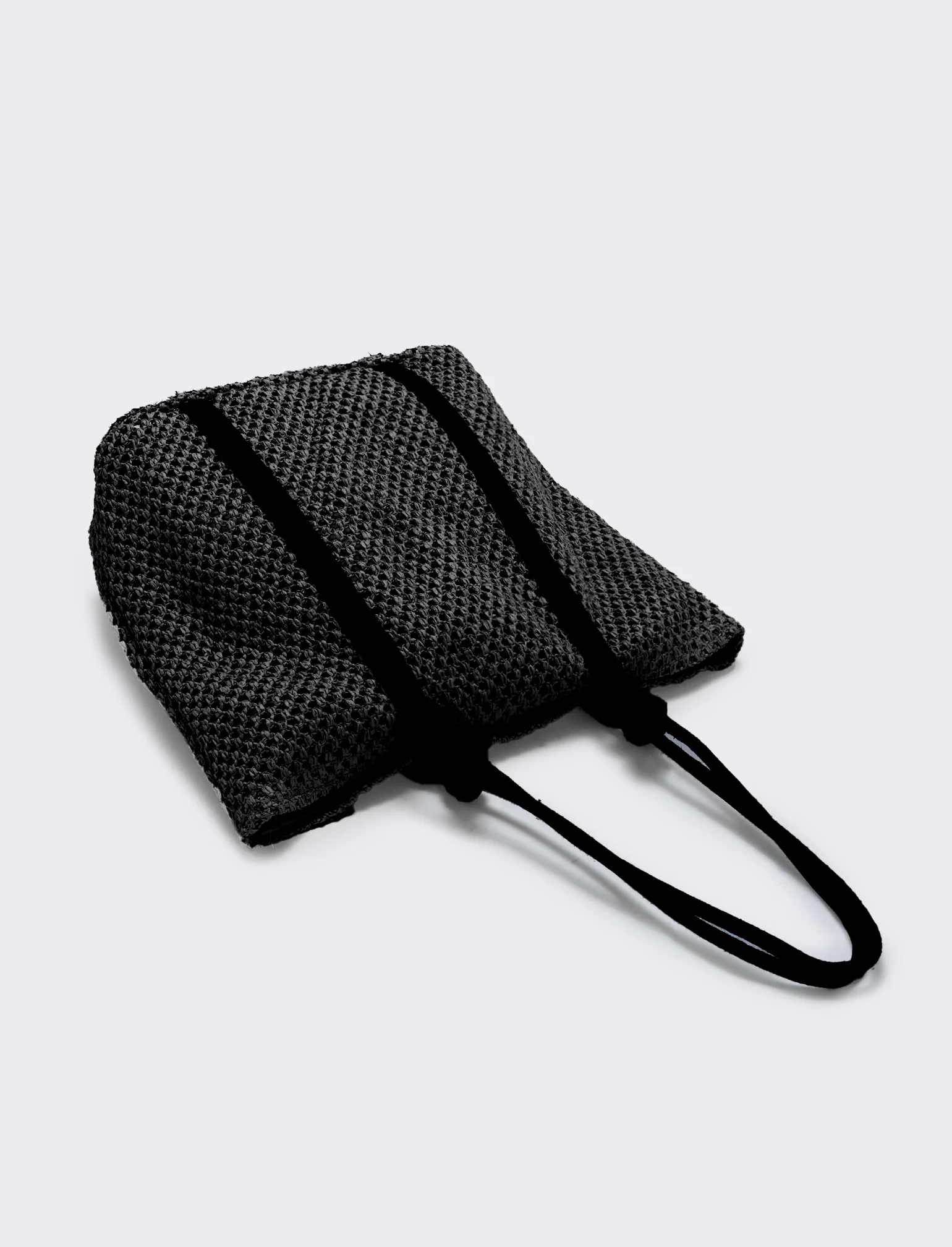 Borsa shopper in paglia con manico in corda - Nero - Image 3