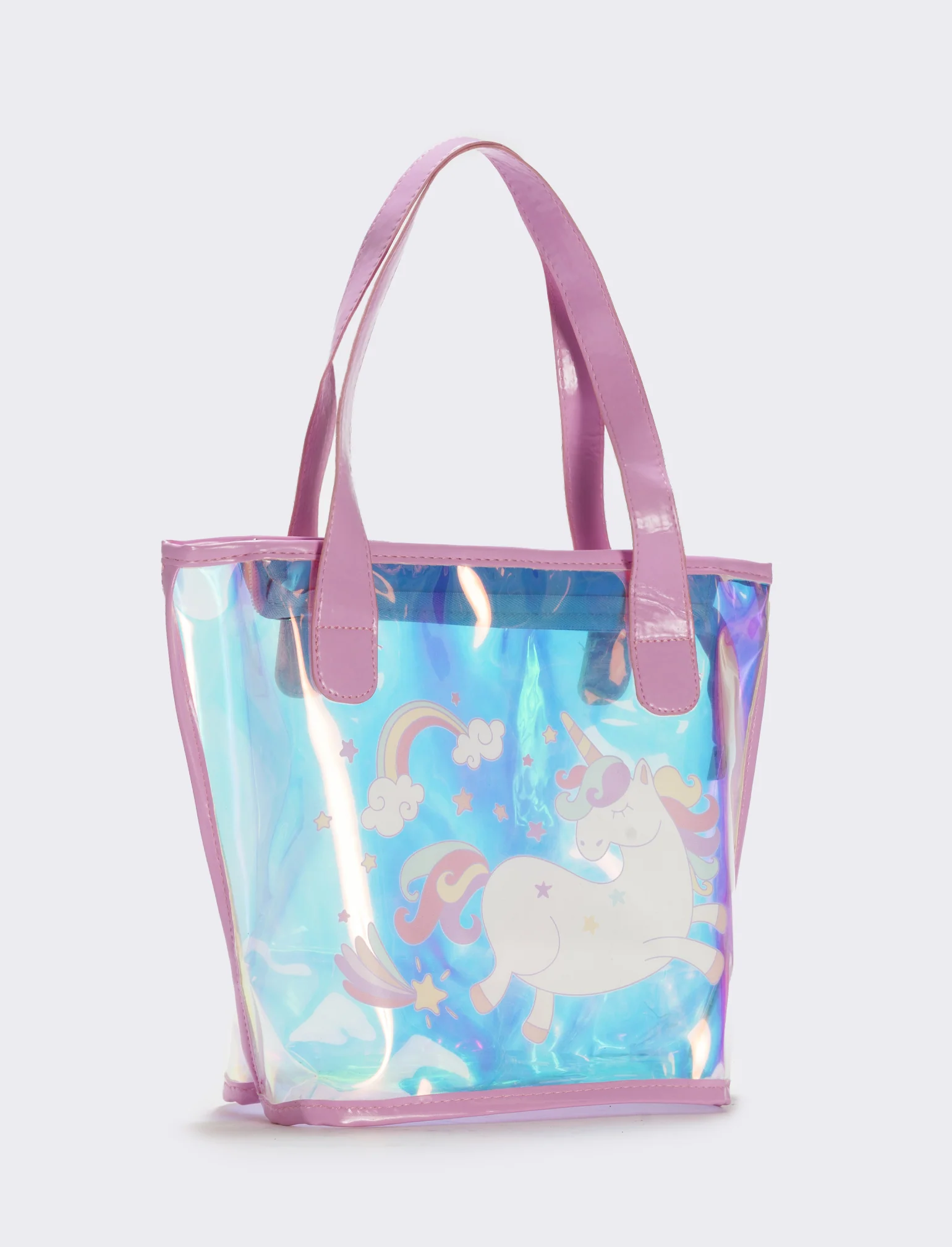 Borsa shopper lucida con unicorno - Verde - Image 2