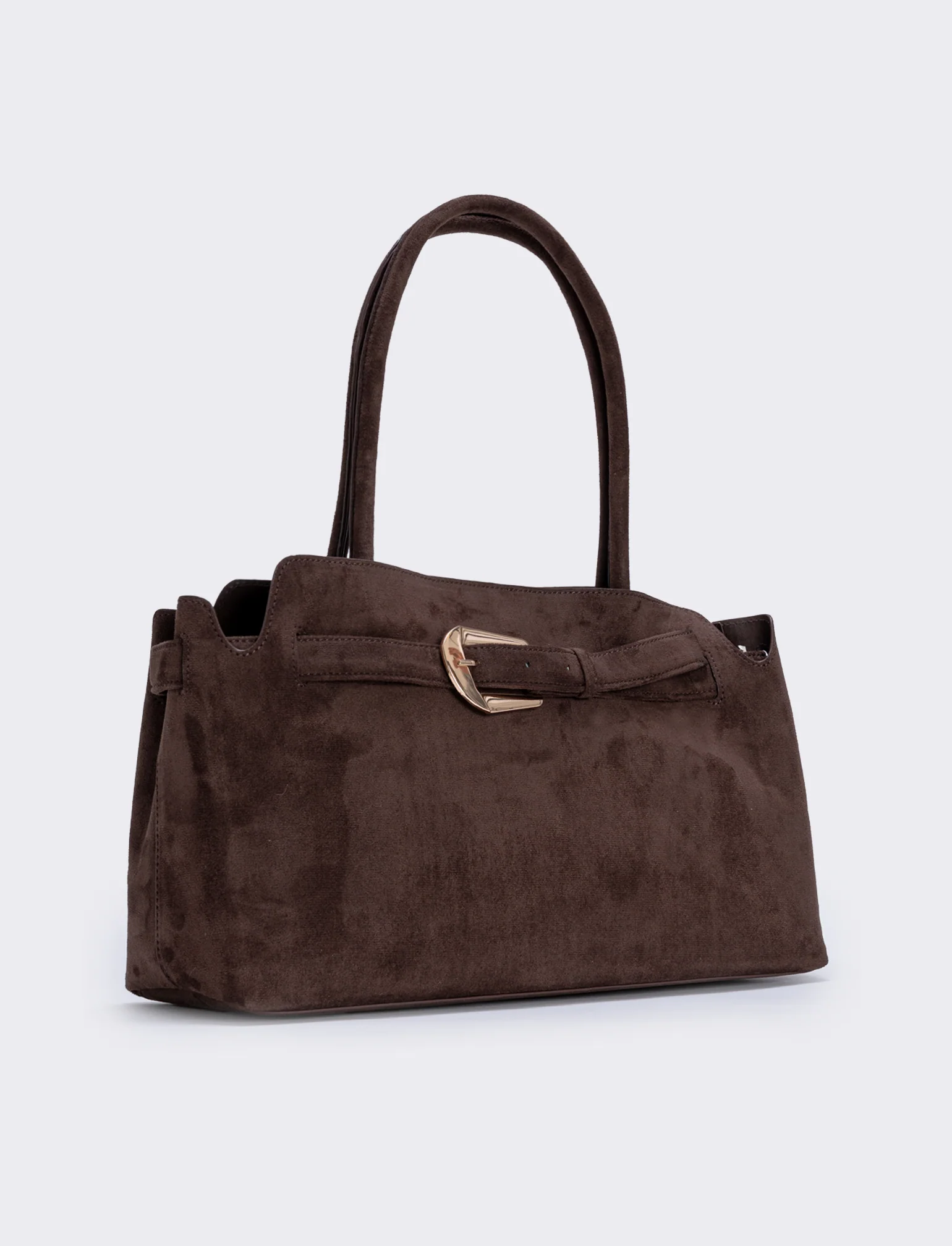 Borsa suede con fibbia grande - Moro - Image 2