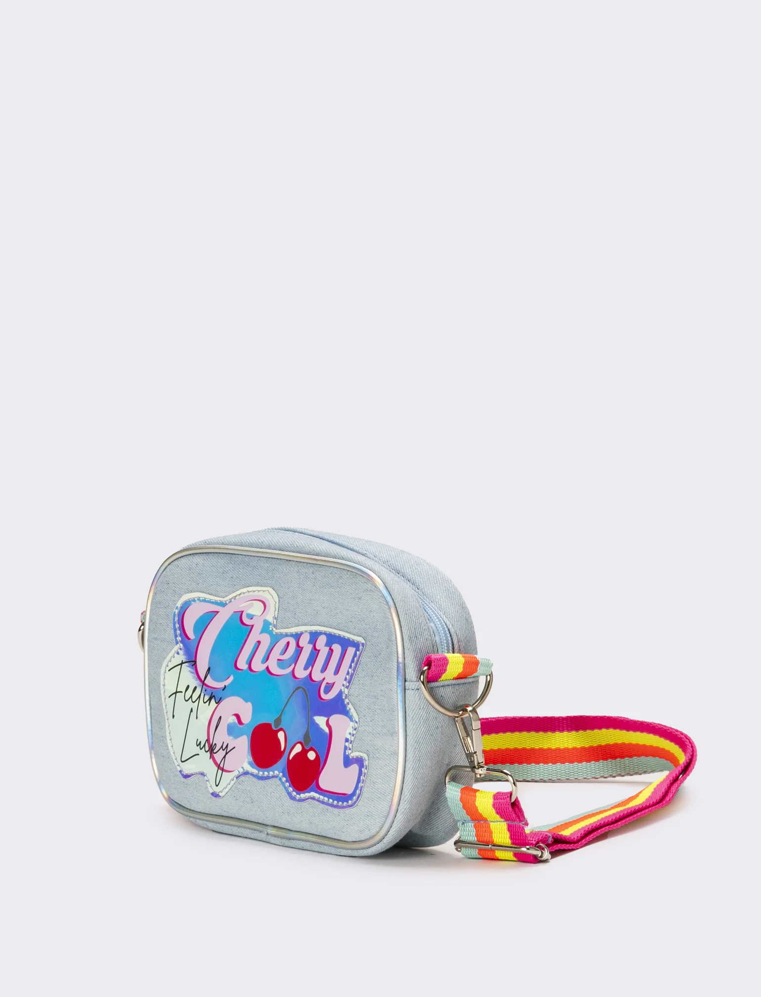 Borsa tracolla denim con tracolla rainbow bambina - Denim chiaro - Image 2
