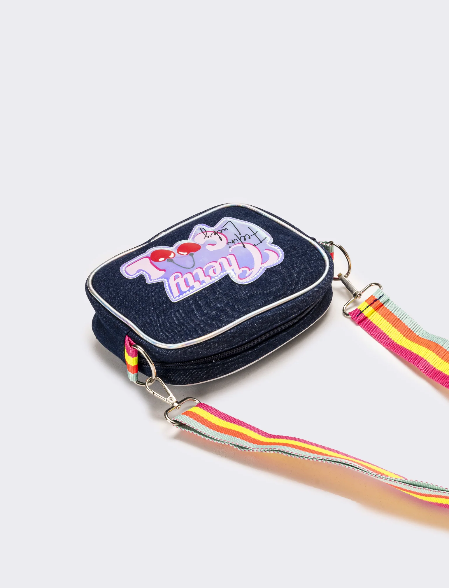 Borsa tracolla denim con tracolla rainbow bambina - DENIM SCURO - Image 2