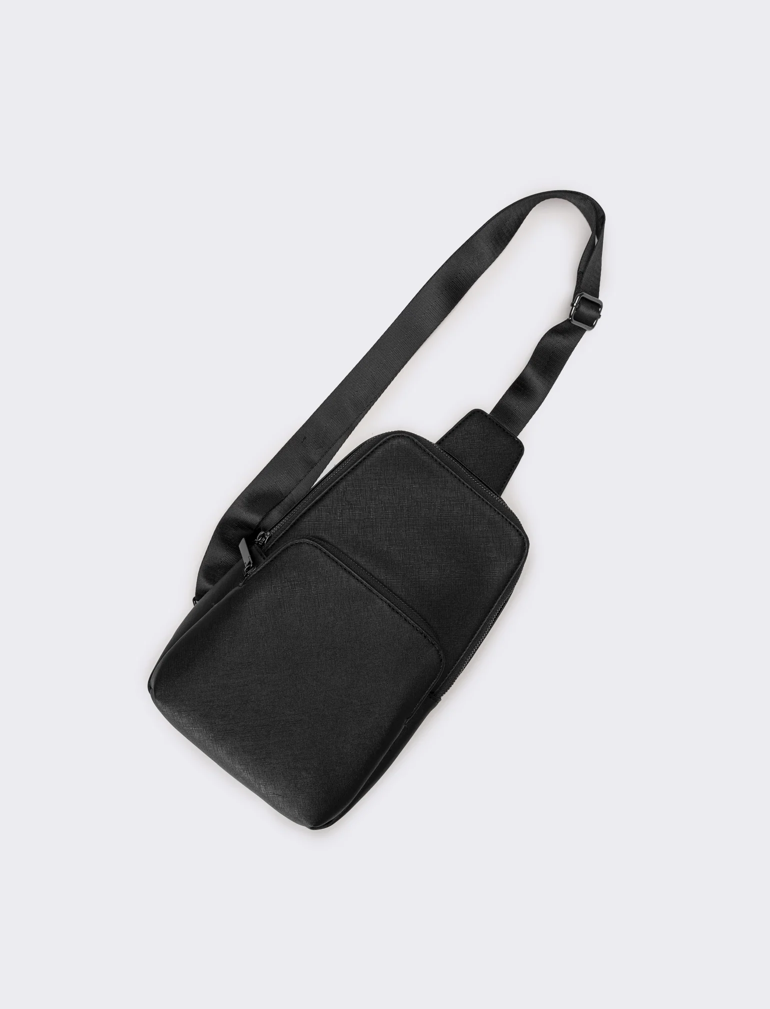 Borsa uomo monospalla in saffiano - Nero