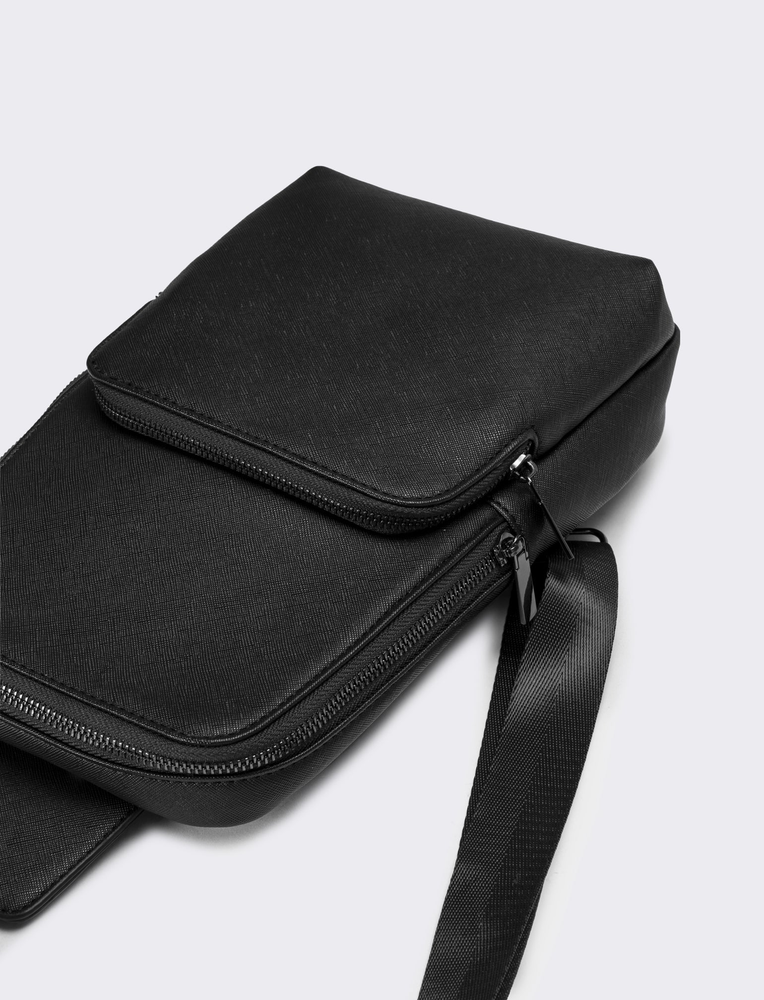 Borsa uomo monospalla in saffiano - Nero - Image 2