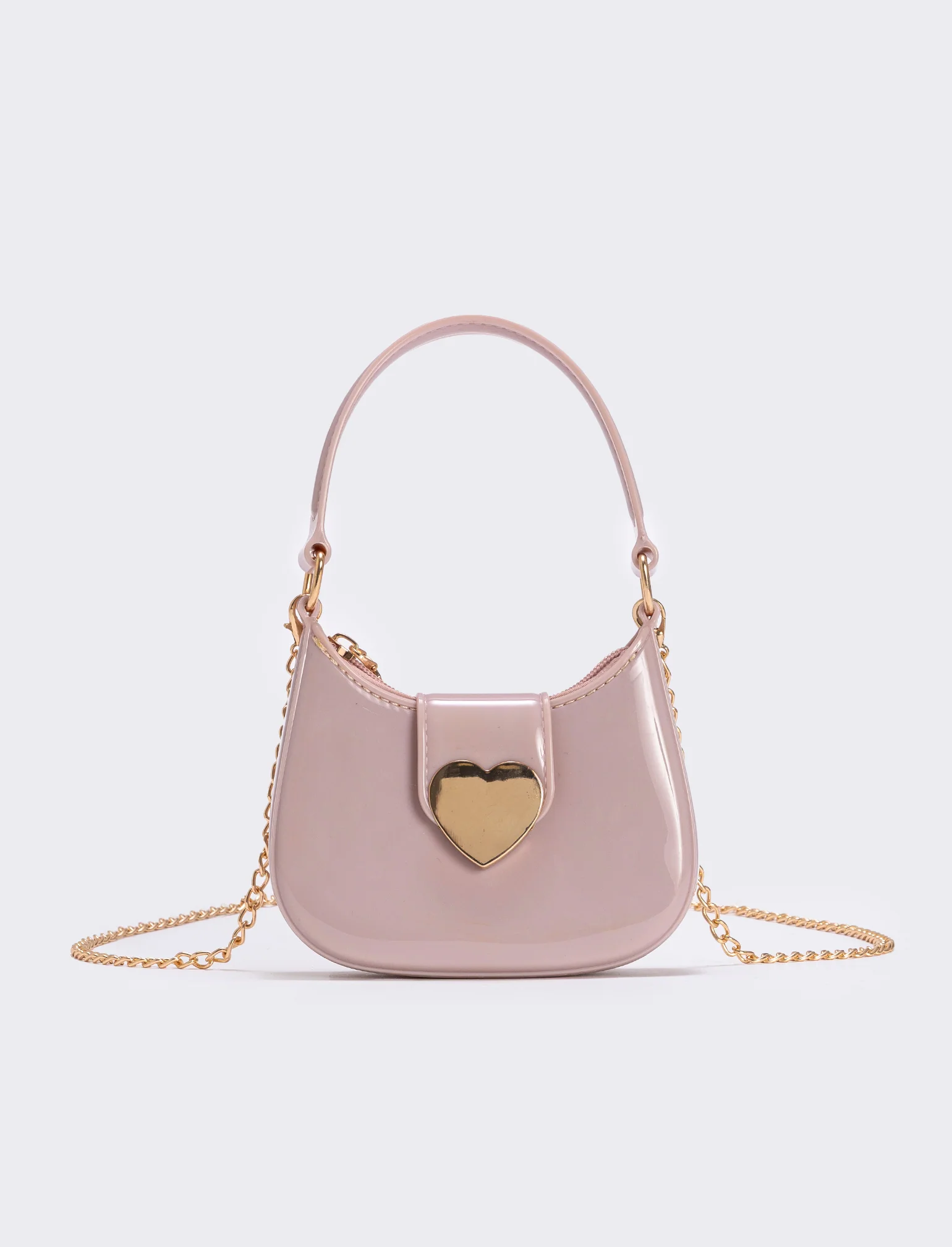 Borsetta bambina con patta cuore metallo - Rosa