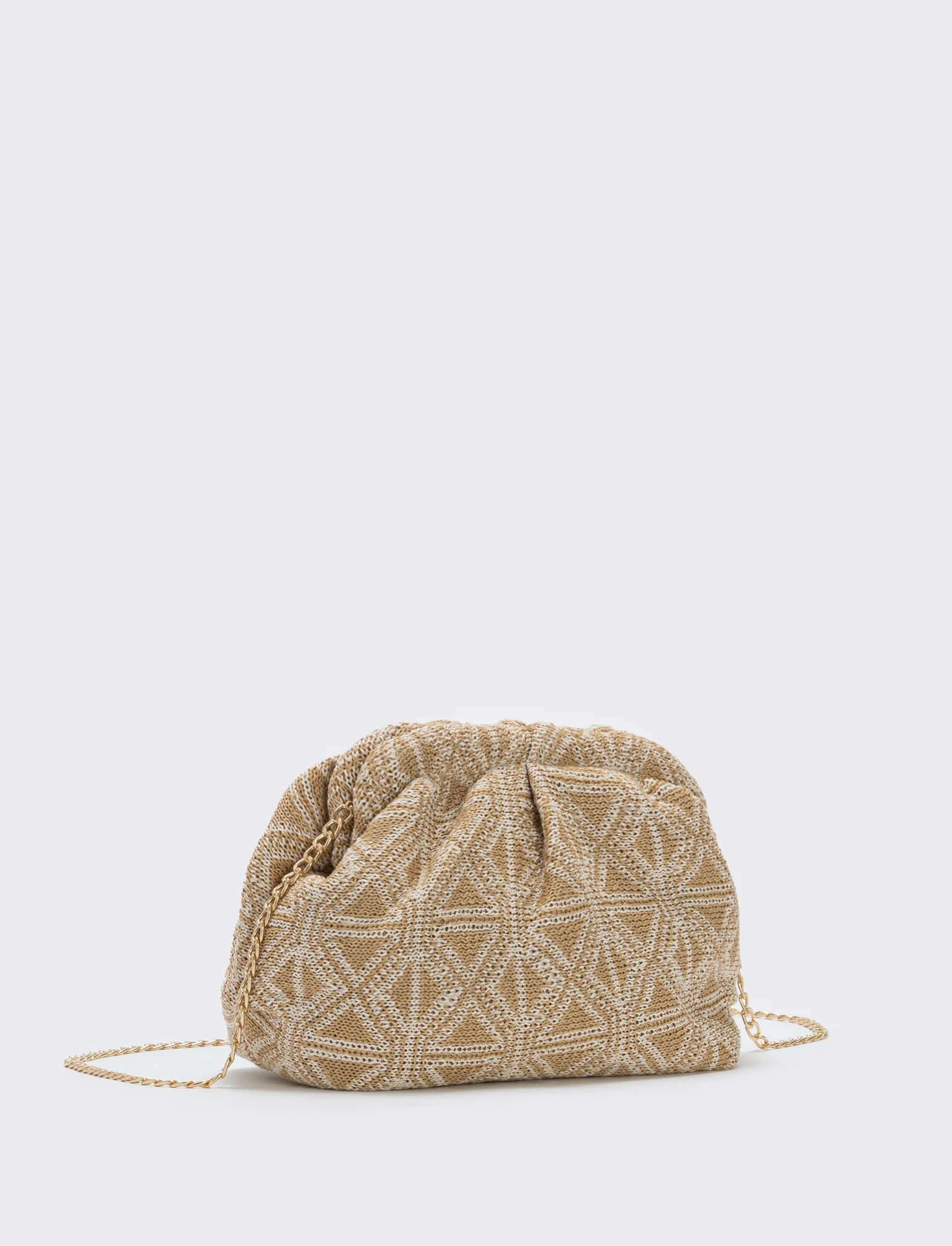 Borsetta clutch morbida in tessuti vari - Beige - Image 2