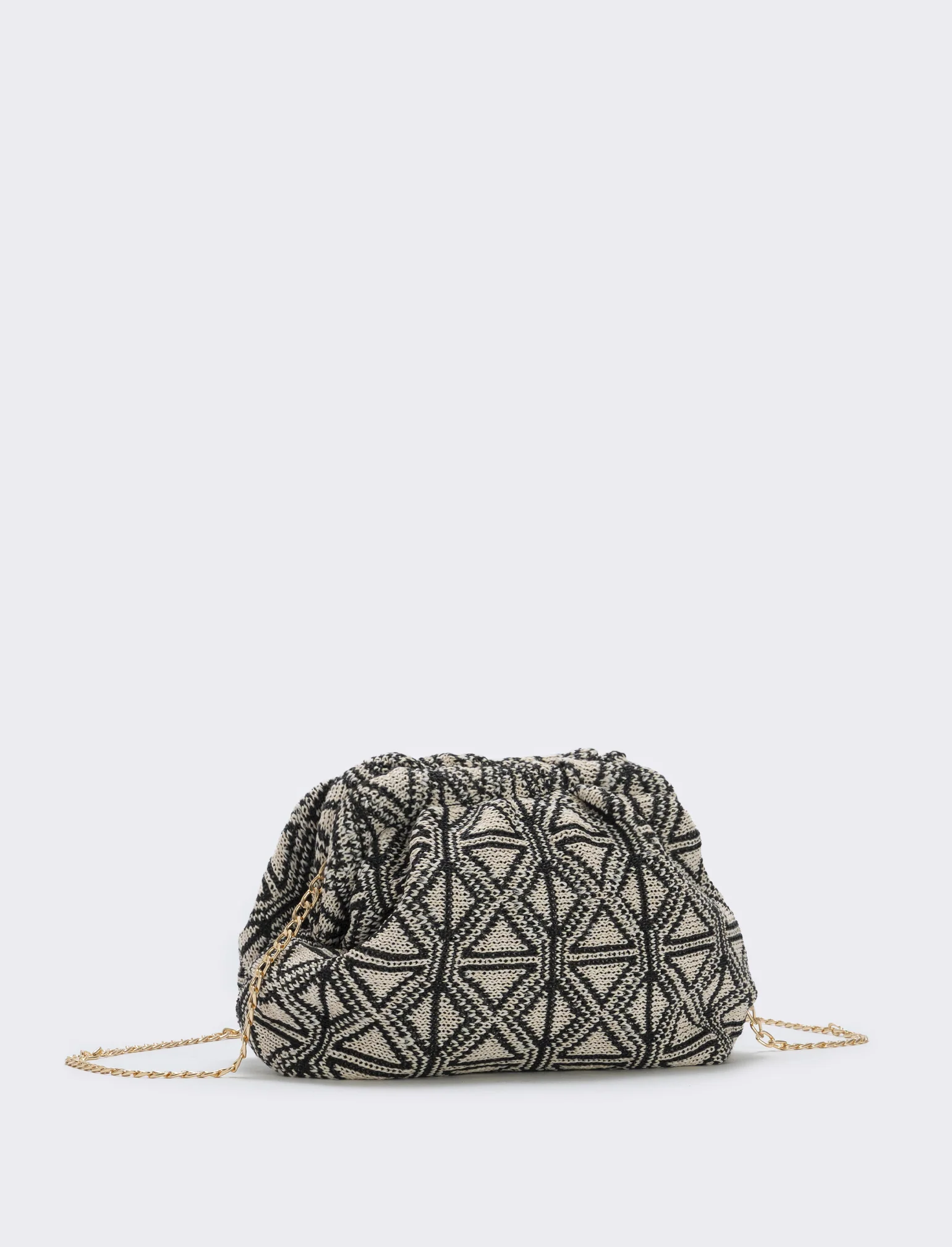 Borsetta clutch morbida in tessuti vari - beige-nero - Image 2