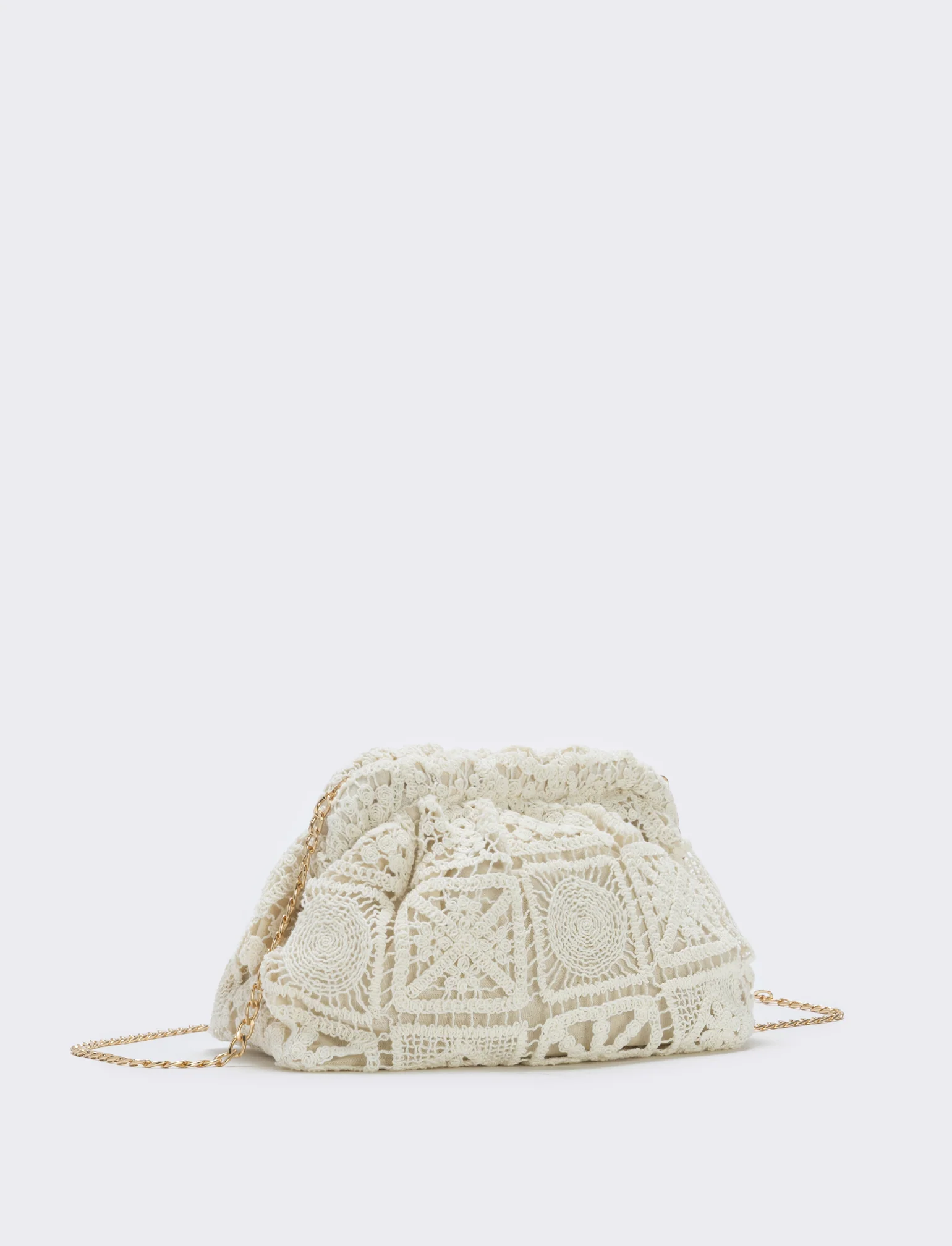 Borsetta clutch morbida in tessuti vari - Bianco sporco - Image 2