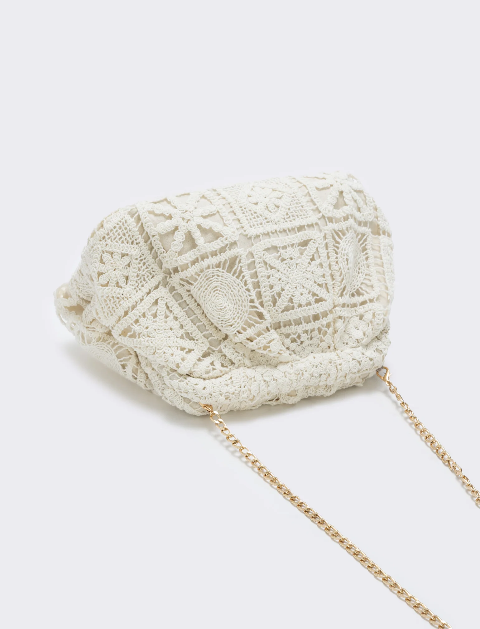 Borsetta clutch morbida in tessuti vari - Bianco sporco - Image 3