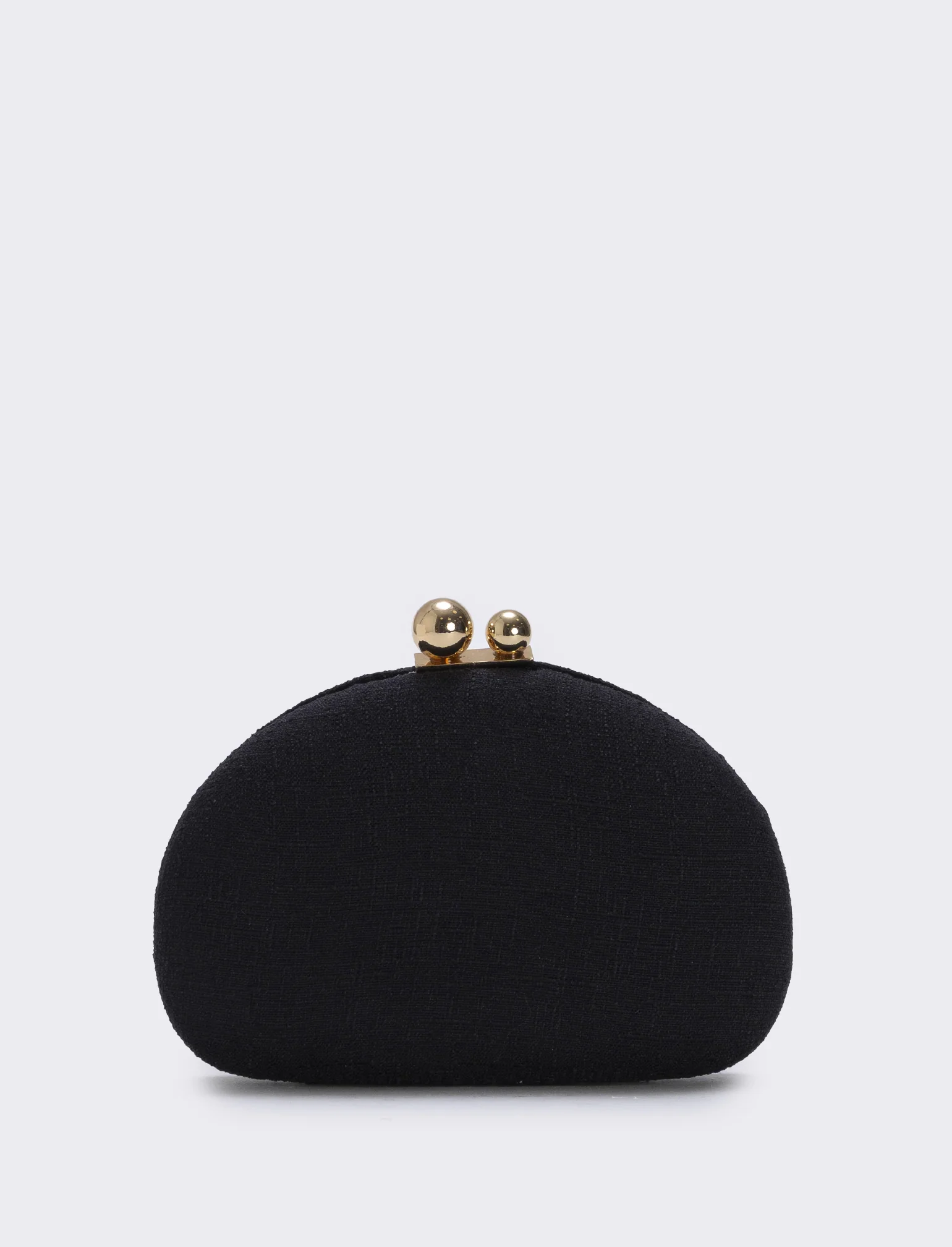 Borsetta clutch rigida mezzaluna in tessuto - Nero