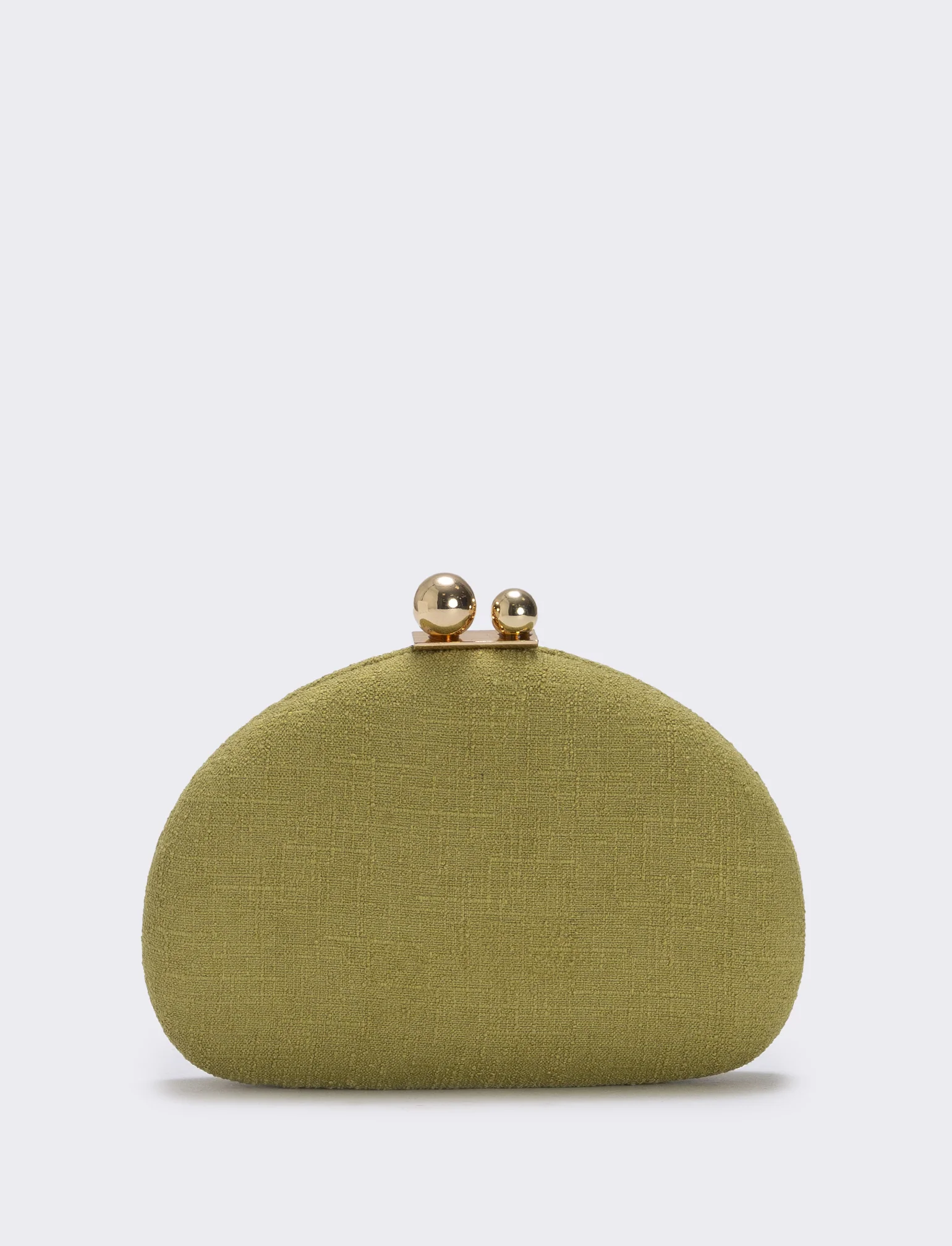 Borsetta clutch rigida mezzaluna in tessuto - Verde oliva