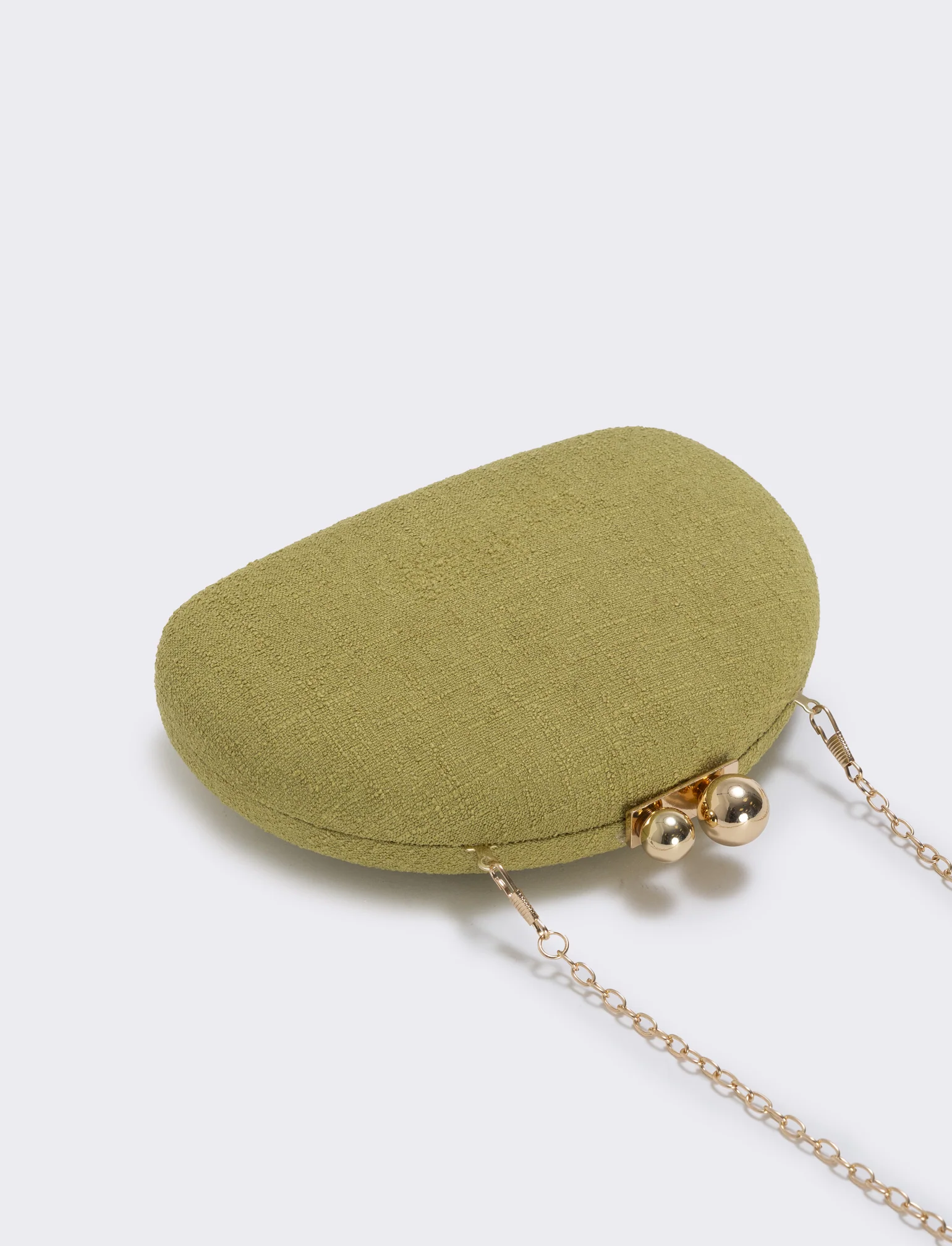 Borsetta clutch rigida mezzaluna in tessuto - Verde oliva - Image 2
