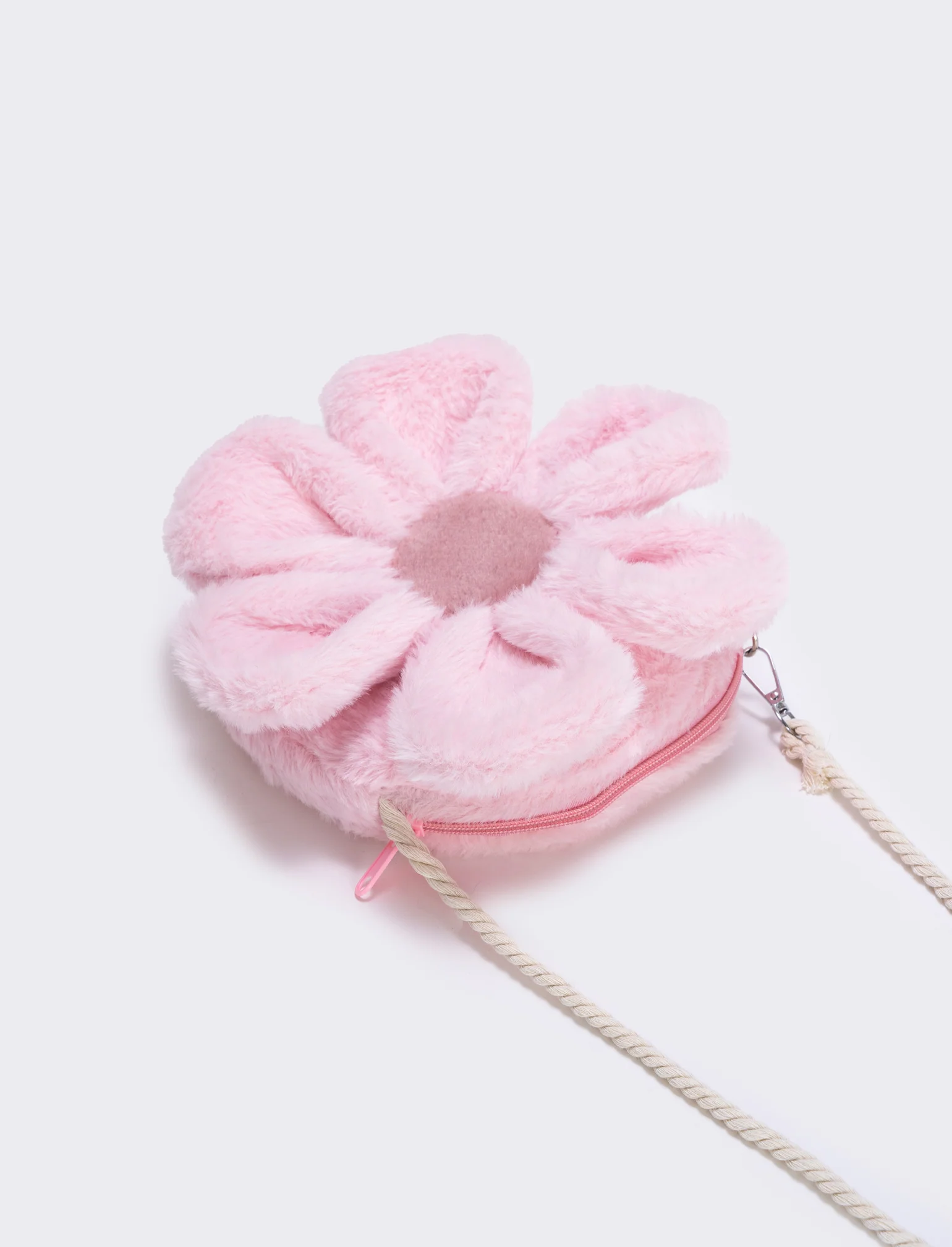 Borsetta margherita in pelliccia finta con tracolla - Rosa - Image 2