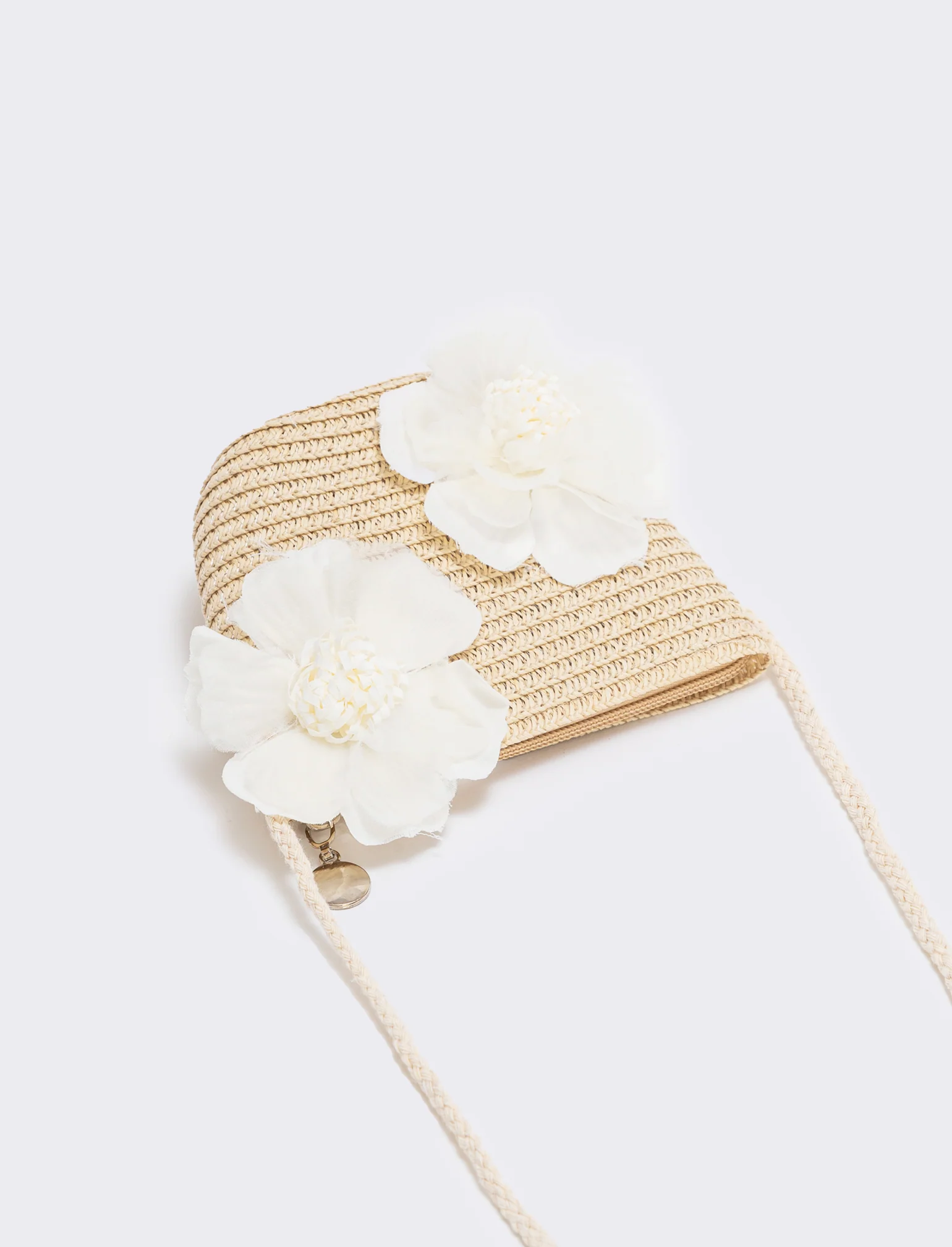 Borsetta paglia con fiori per bambina - Beige - Image 2