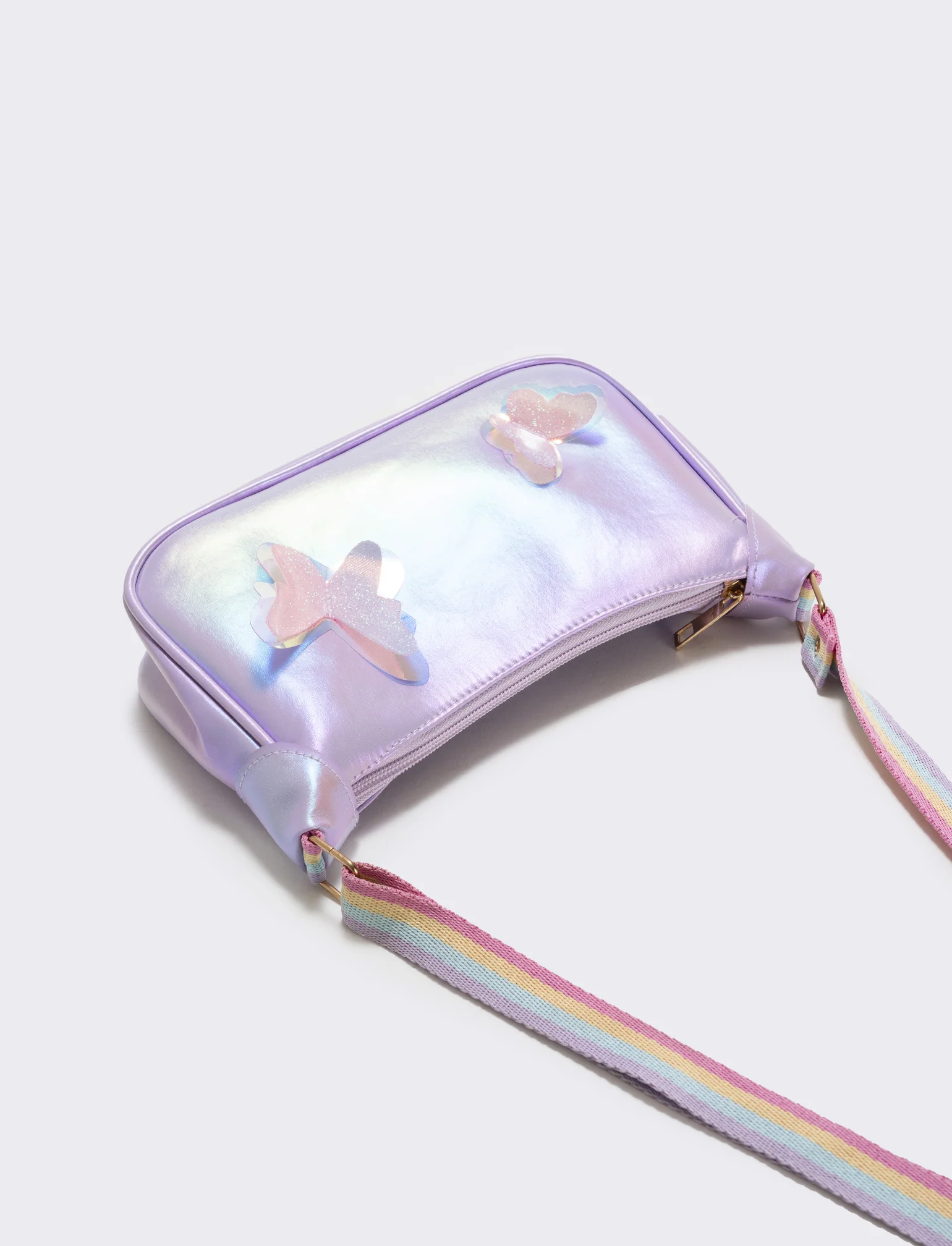 Borsetta rettangolare con farfalle glitter - Lilla - Image 2