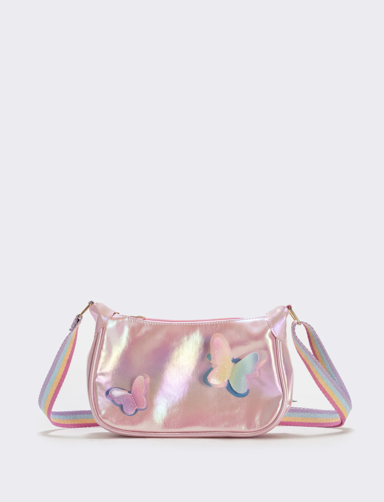 Borsetta rettangolare con farfalle glitter - Rosa