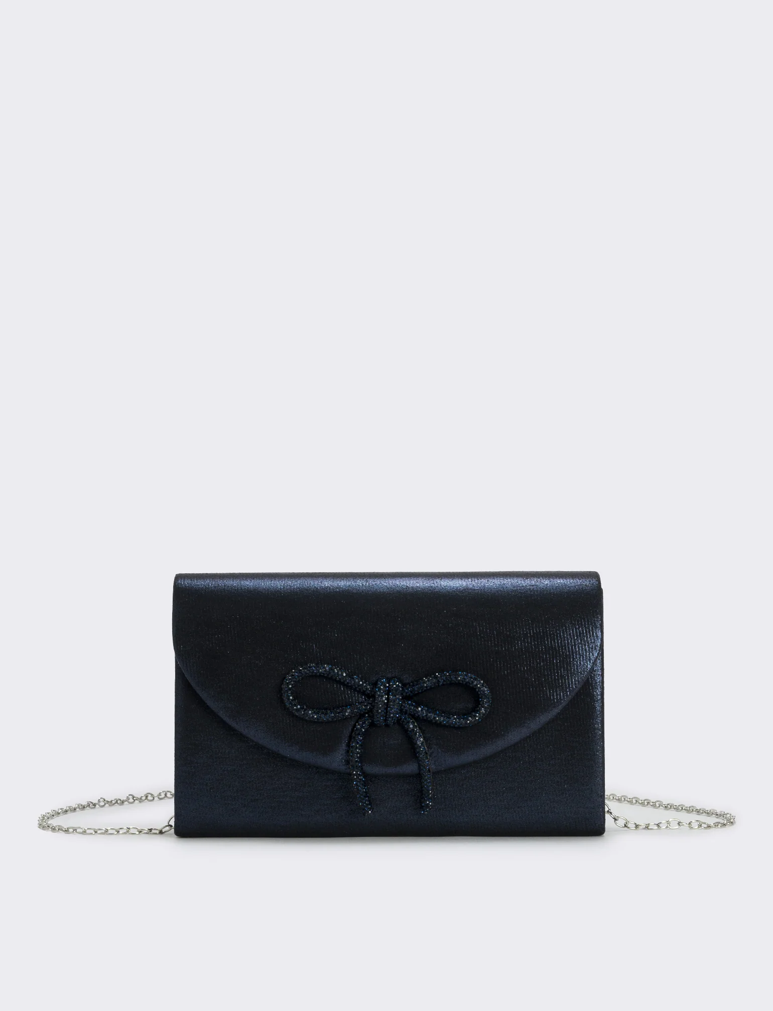 Borsetta rigida con fiocco e strass - Blu
