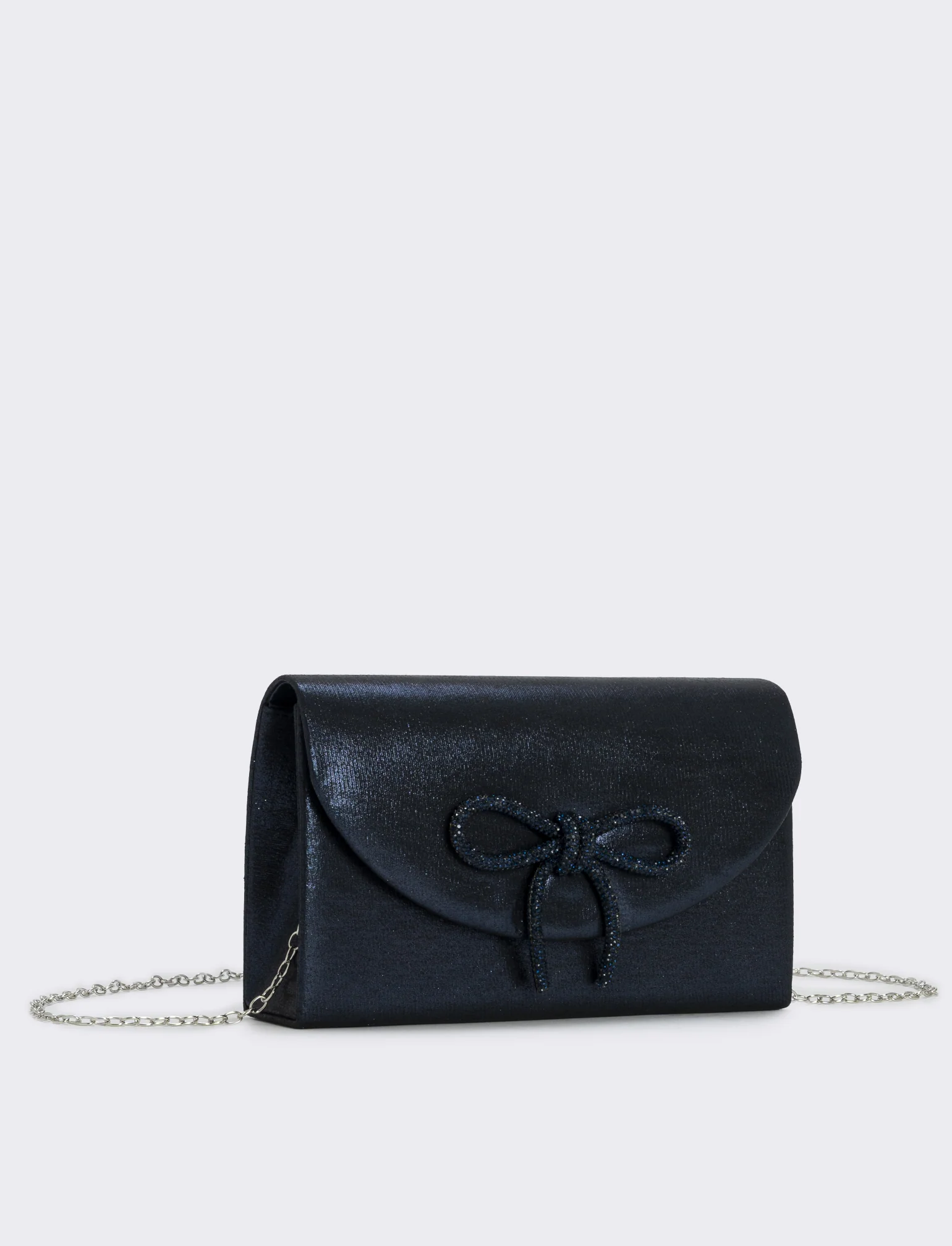 Borsetta rigida con fiocco e strass - Blu - Image 2