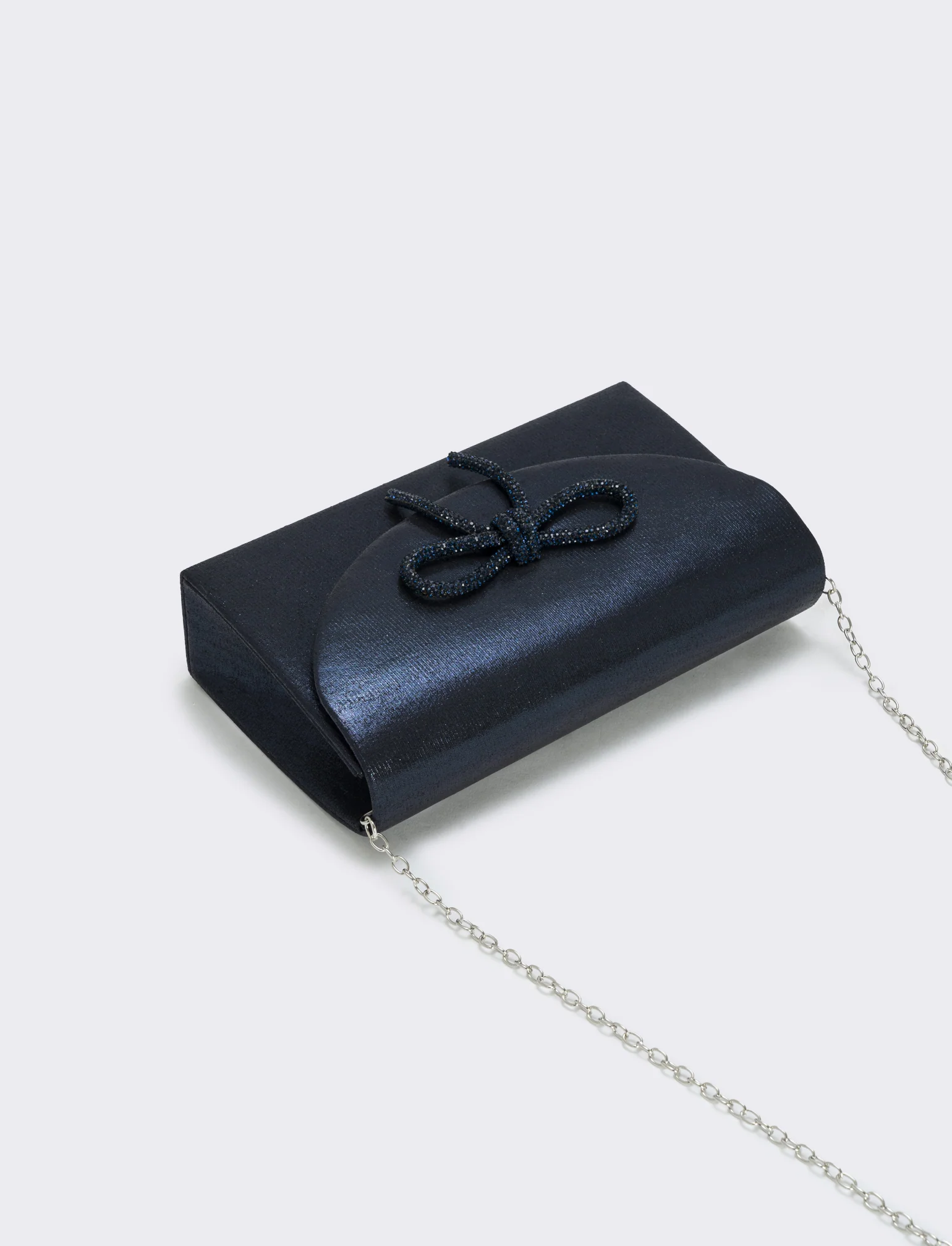 Borsetta rigida con fiocco e strass - Blu - Image 3