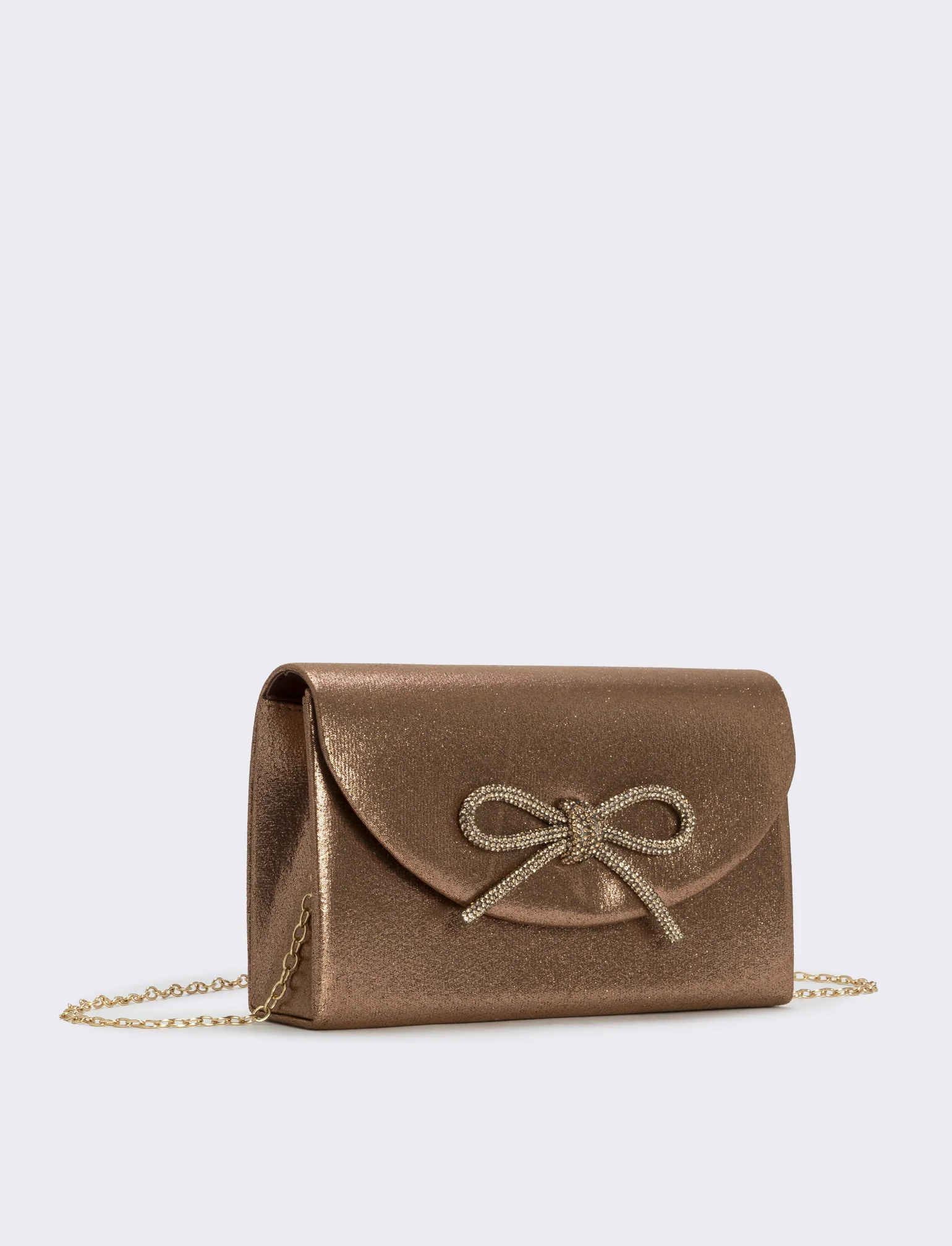 Borsetta rigida con fiocco e strass - Bronzo - Image 2
