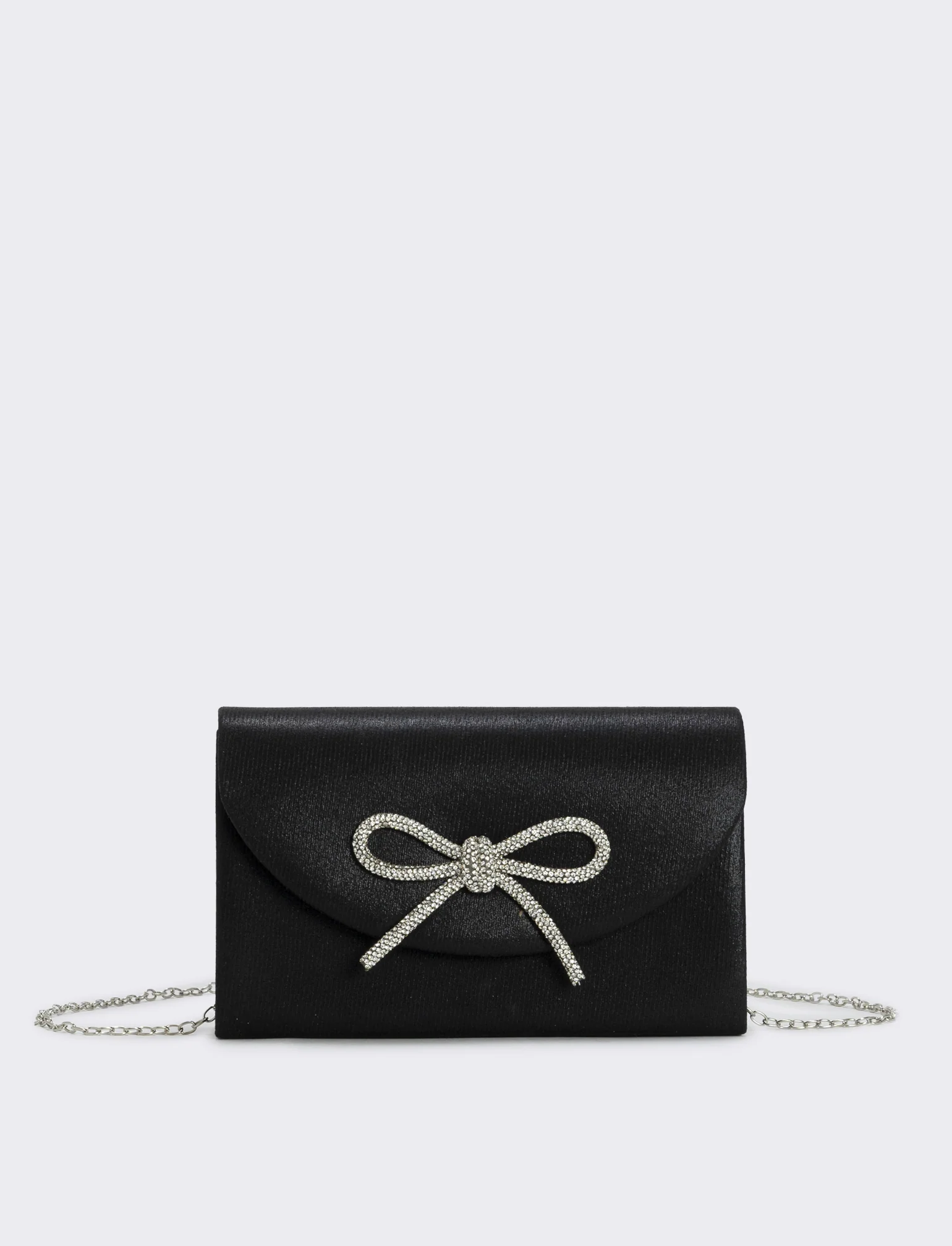 Borsetta rigida con fiocco e strass - Nero
