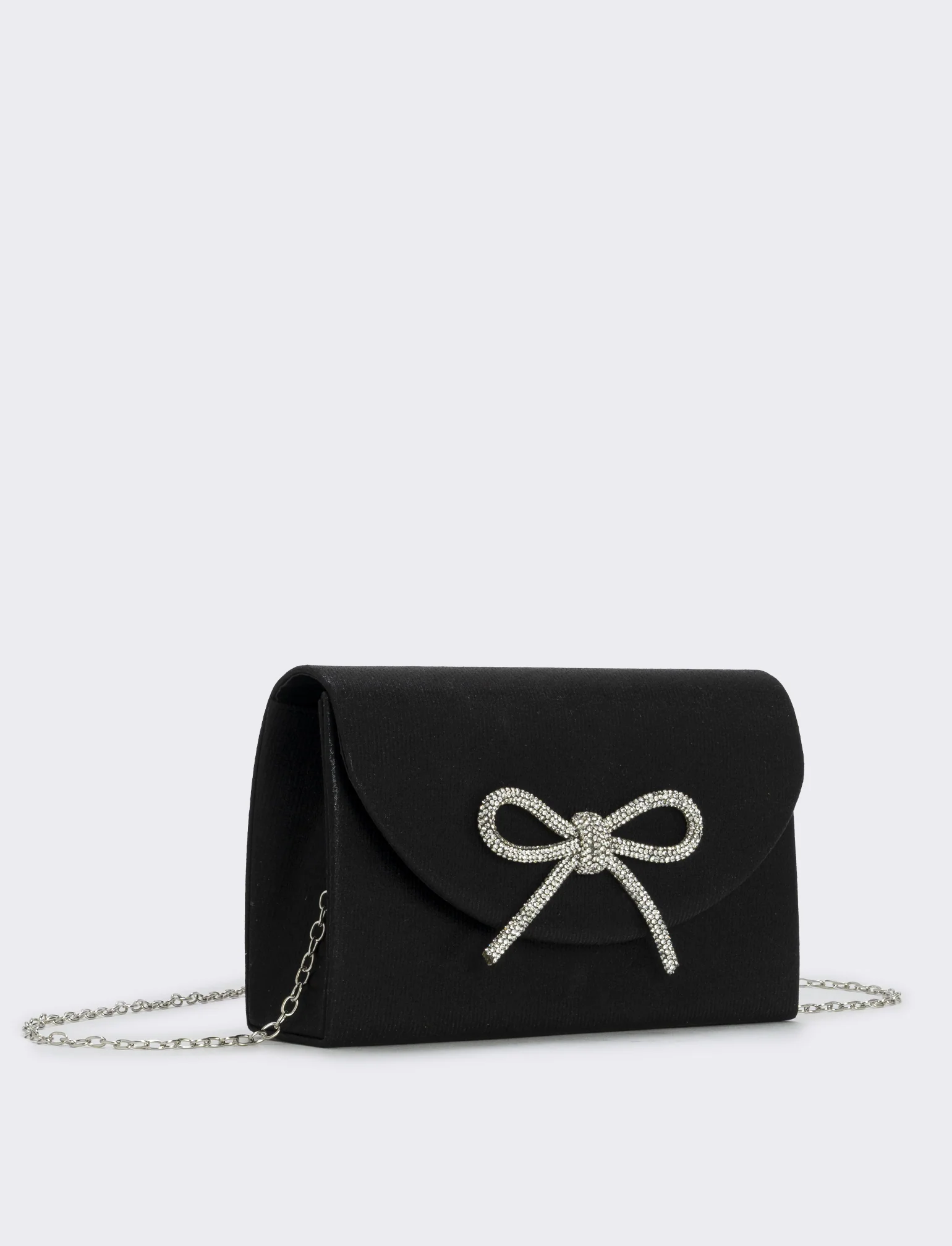 Borsetta rigida con fiocco e strass - Nero - Image 2