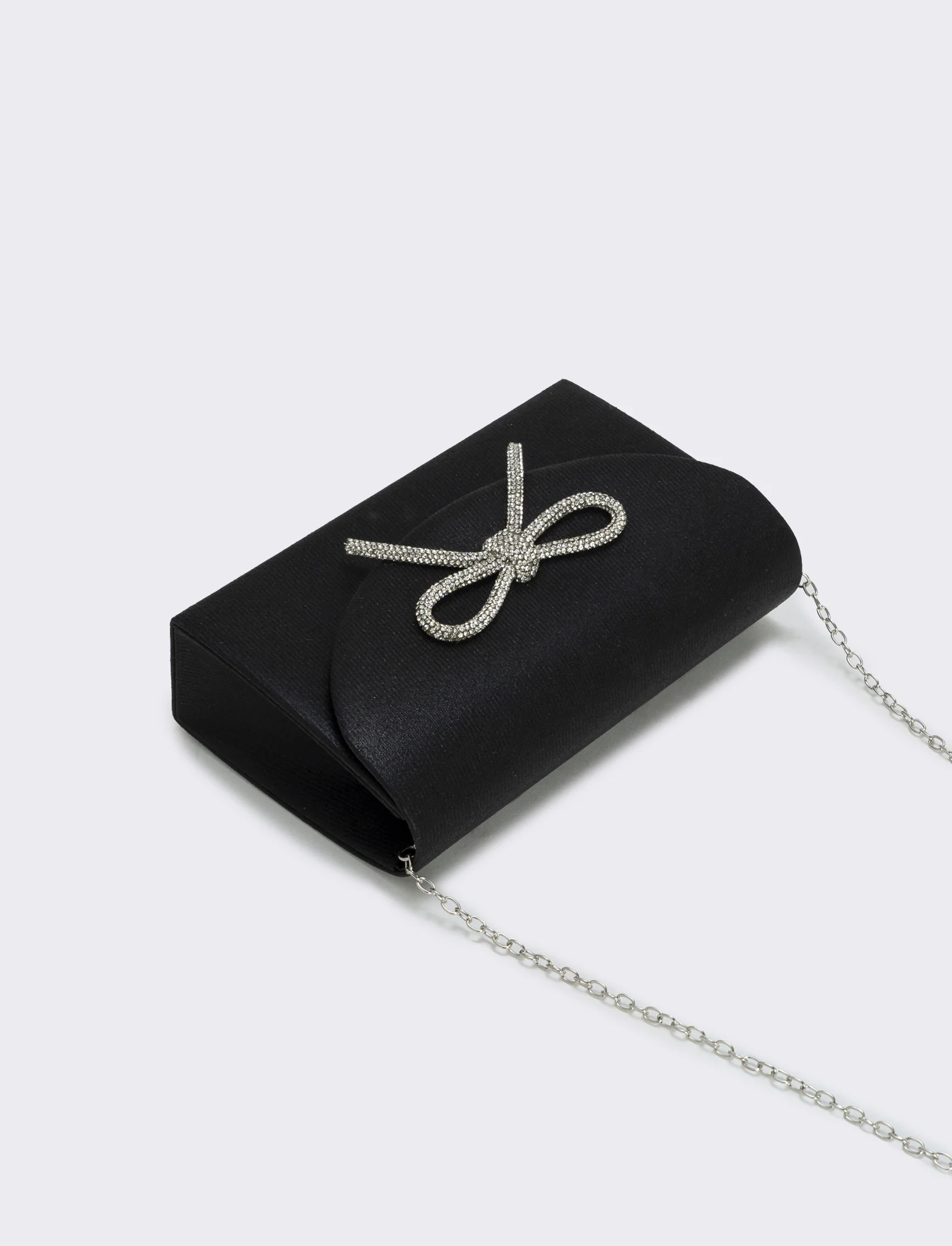 Borsetta rigida con fiocco e strass - Nero - Image 3