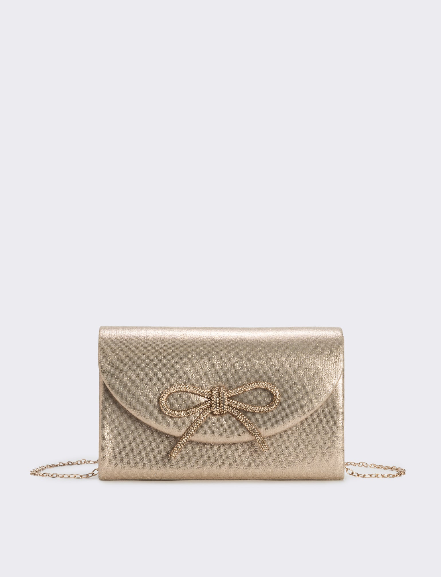 Borsetta rigida con fiocco e strass - Rosa